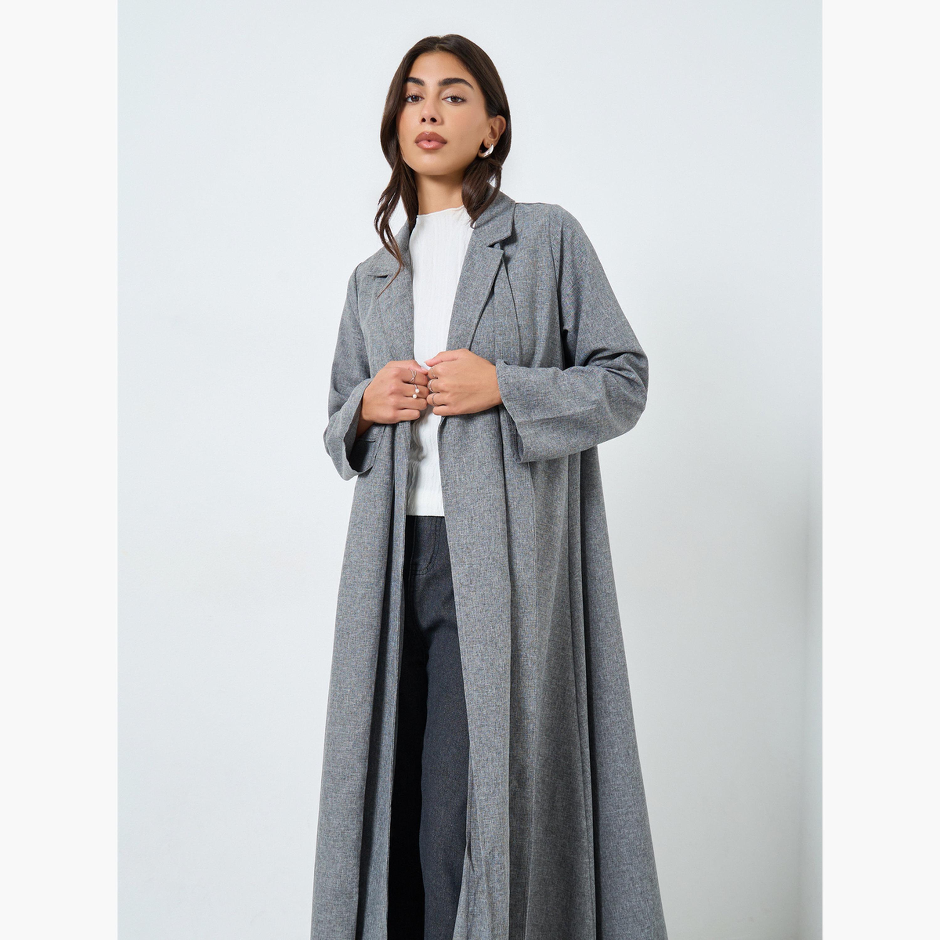 ستايلي - عباية مفتوحة من الأمام مع ياقة مدببة-women-arabicclothing-abayas-image-2
