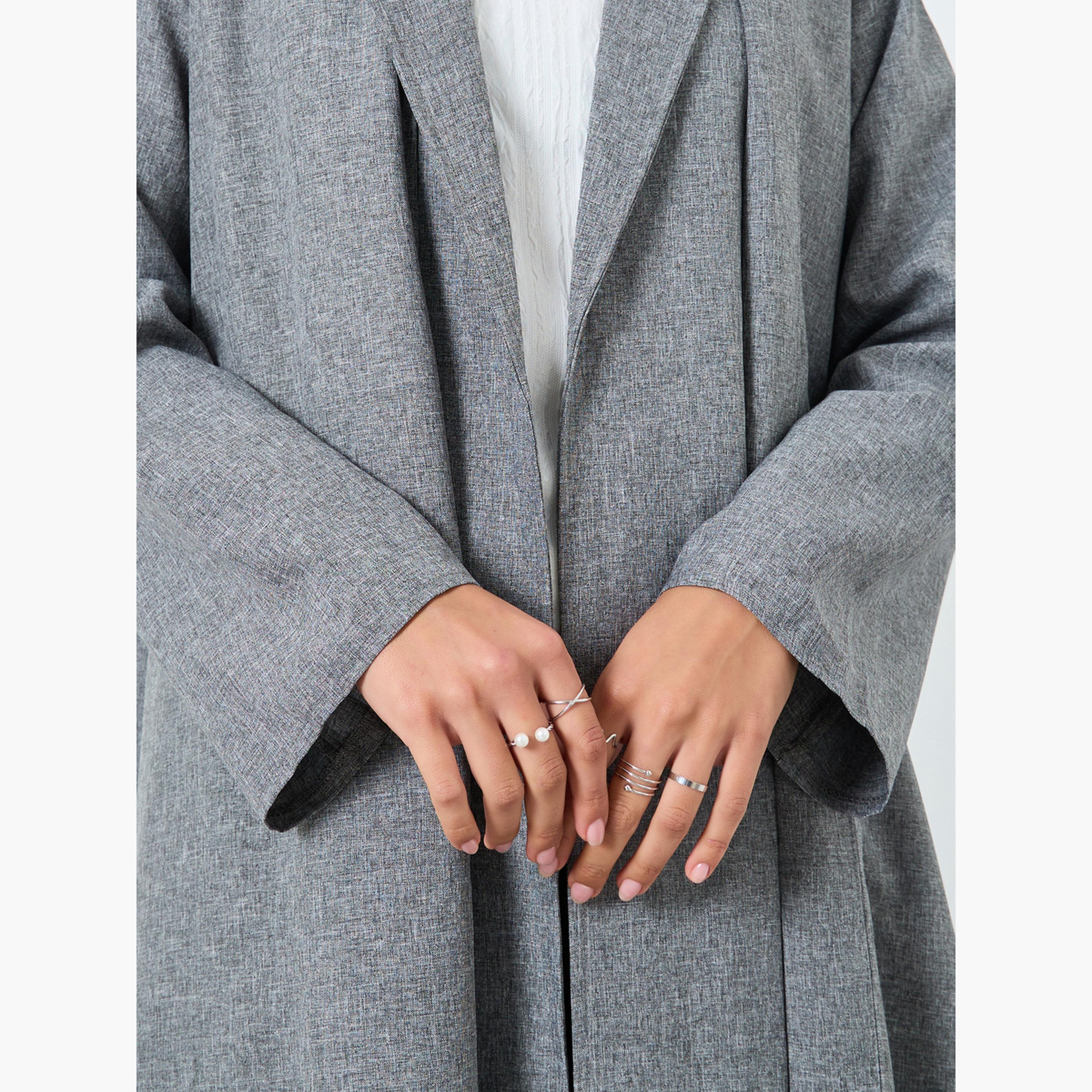 Styli Open Front Notch Label Collar Abaya-women-arabicclothing-abayas-image-4