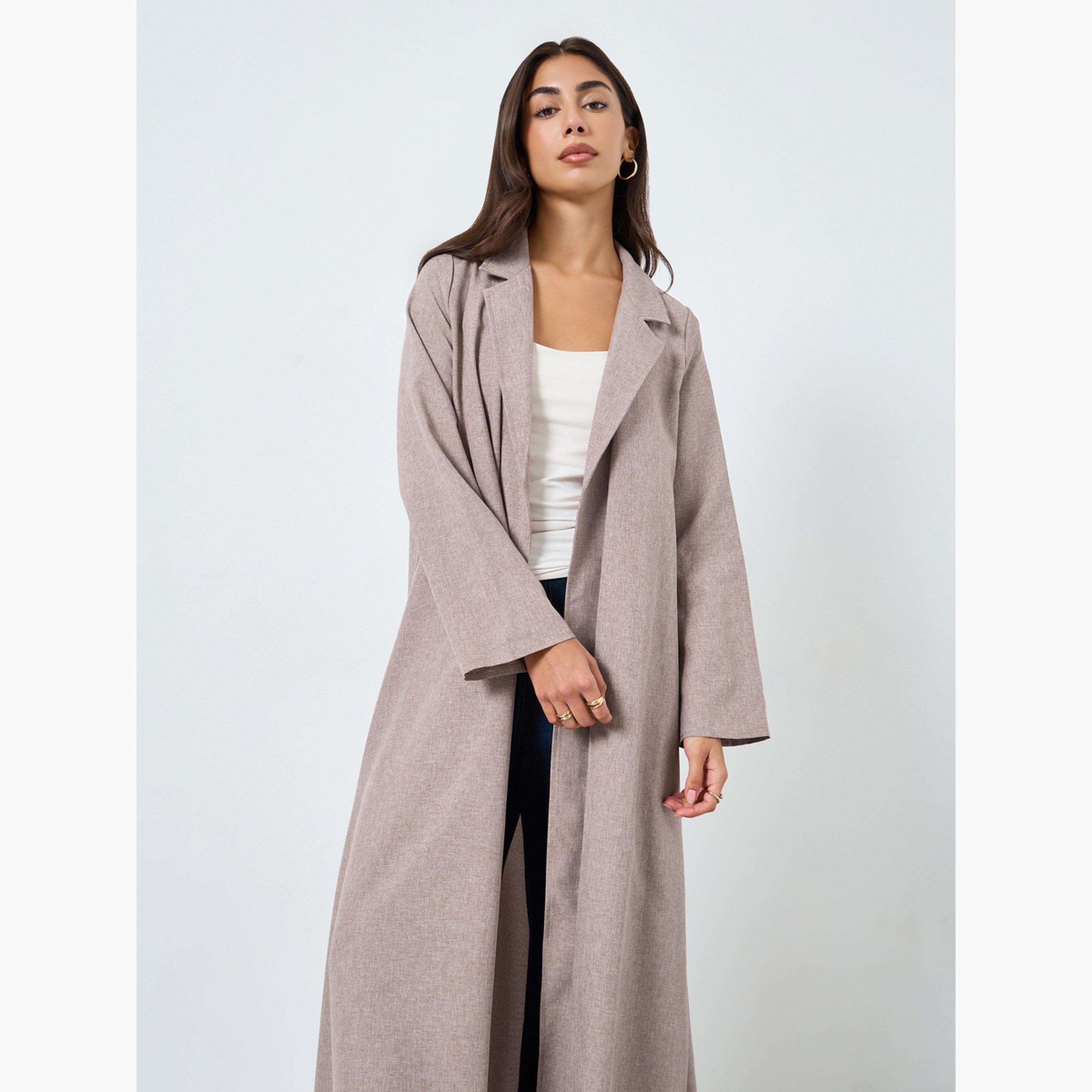 Styli Open Front Notch Label Collar Abaya-women-arabicclothing-abayas-image-3