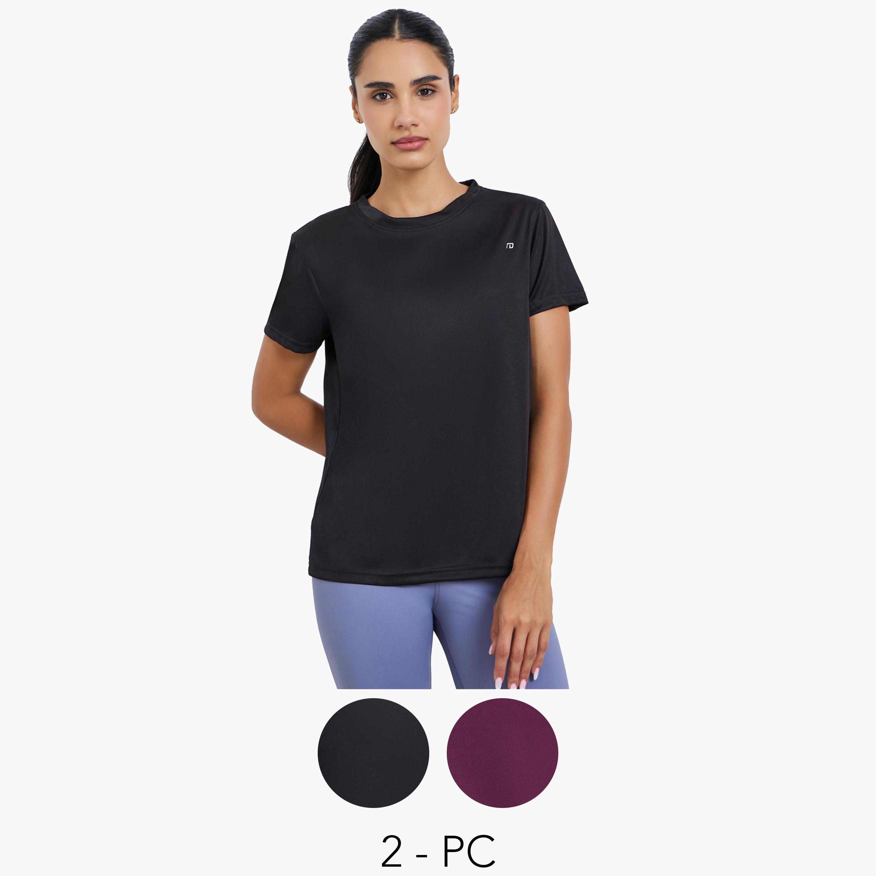 Styli Pack of 2 - Logo Short Sleeve Basic Top-women-clothing-sportswearandactivewear-tshirtsandvests-image-1