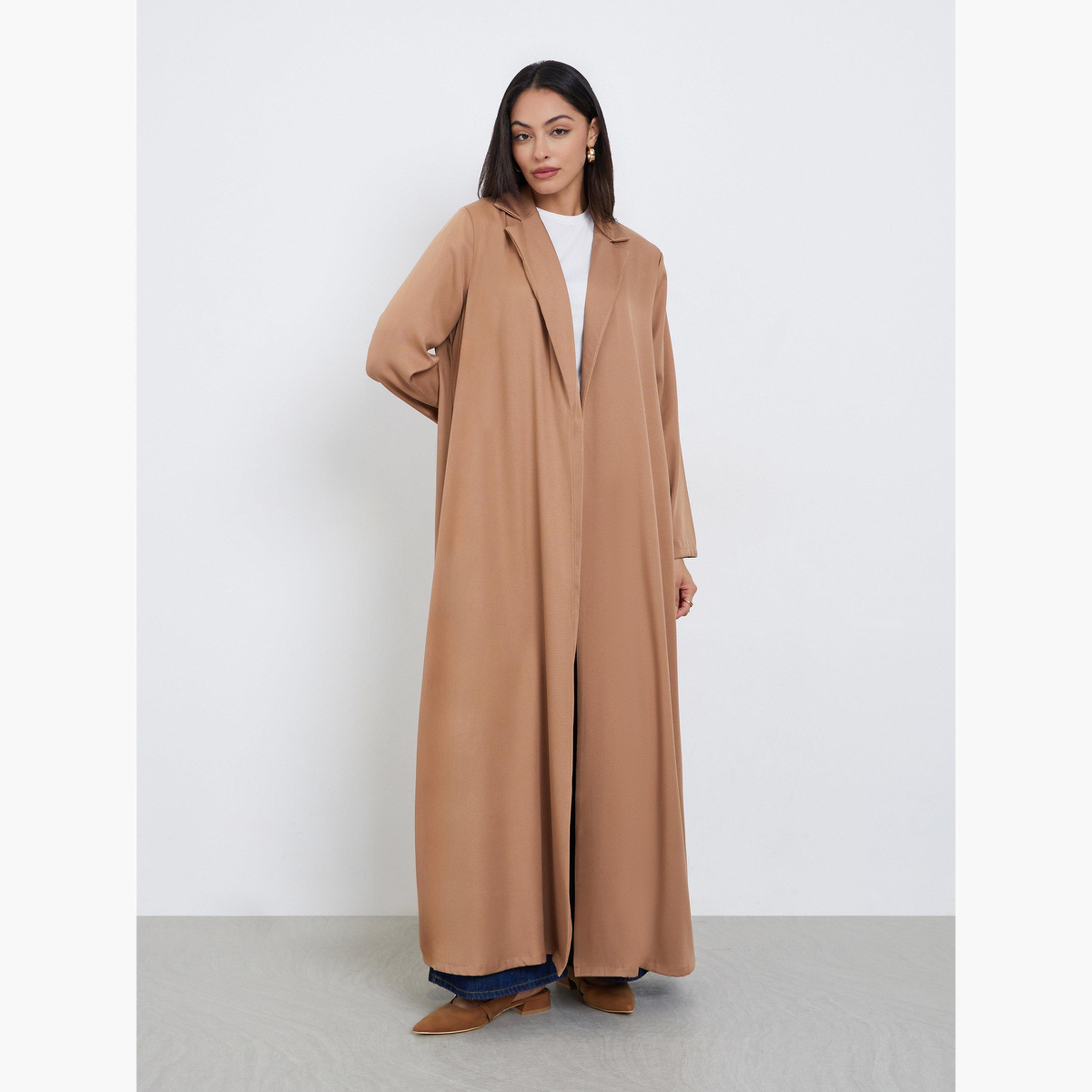 Amirah X Styli Beige Open Front Abaya-women-arabicclothing-abayas-image-2