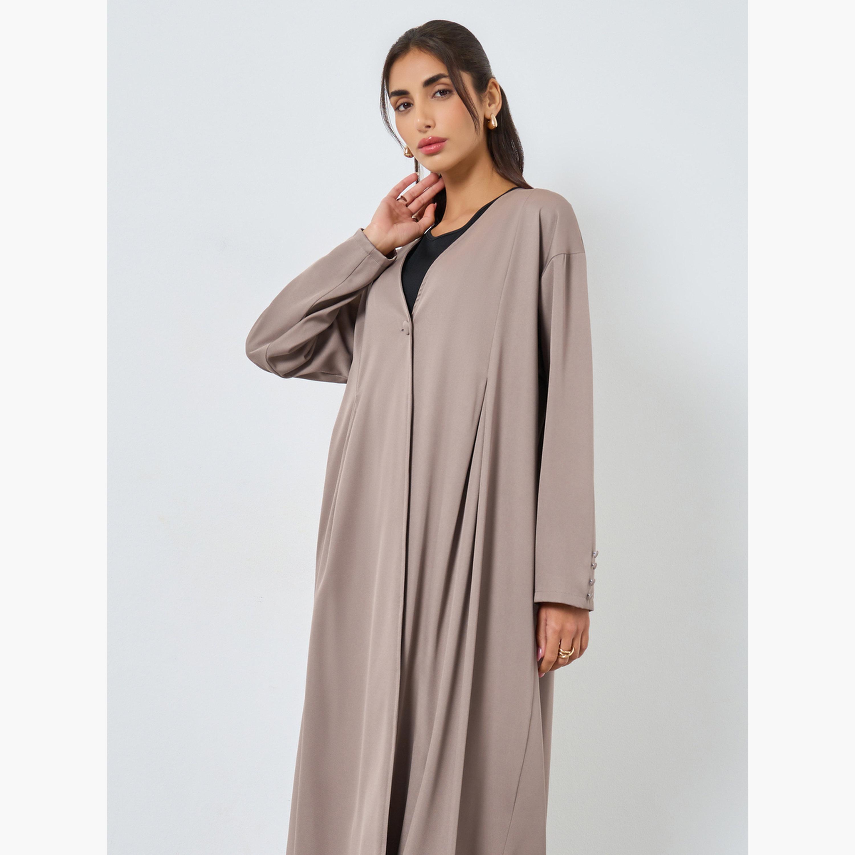 ستايلي - عباية مفتوحة من الأمام لون بيج-women-arabicclothing-abayas-image-3