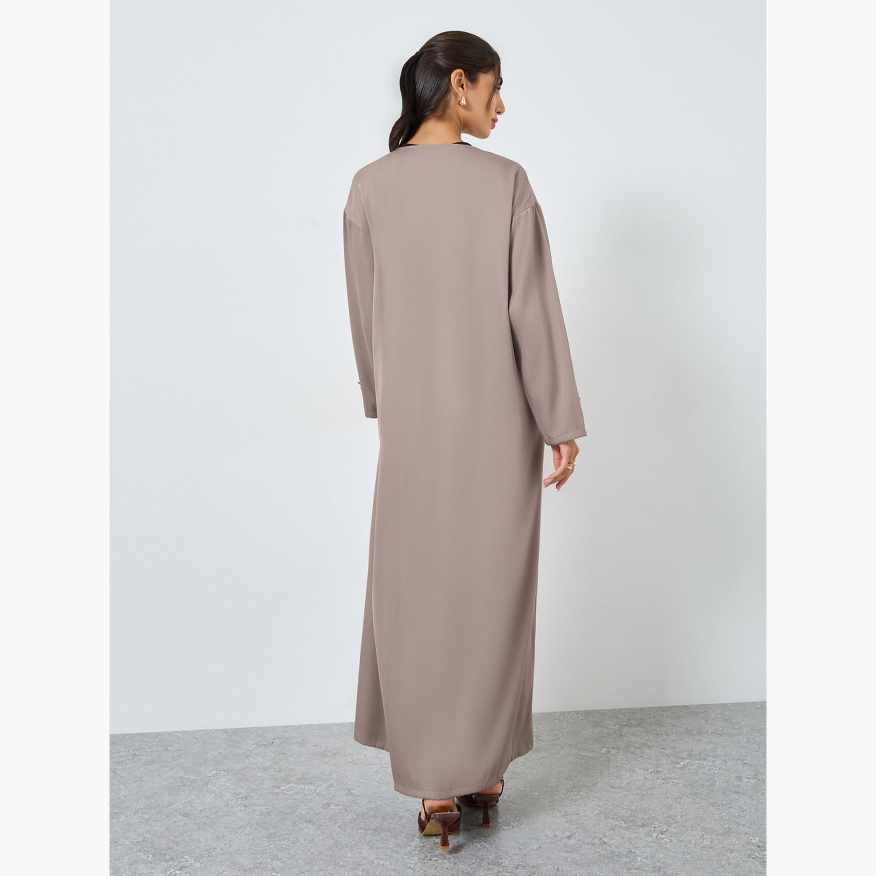 ستايلي - عباية مفتوحة من الأمام لون بيج-women-arabicclothing-abayas-image-5