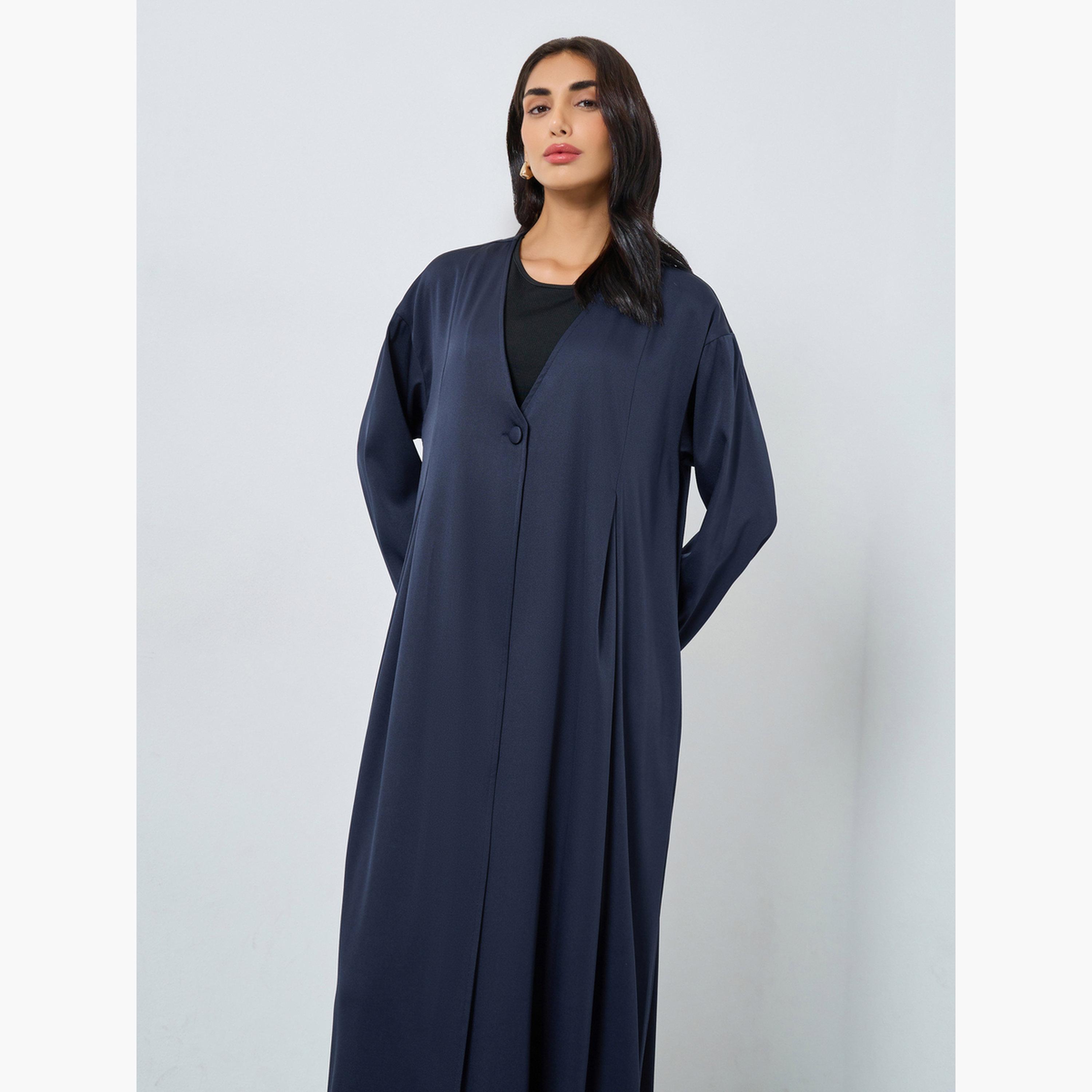 Styli Navy Blue Open Front Abaya-women-arabicclothing-abayas-image-3