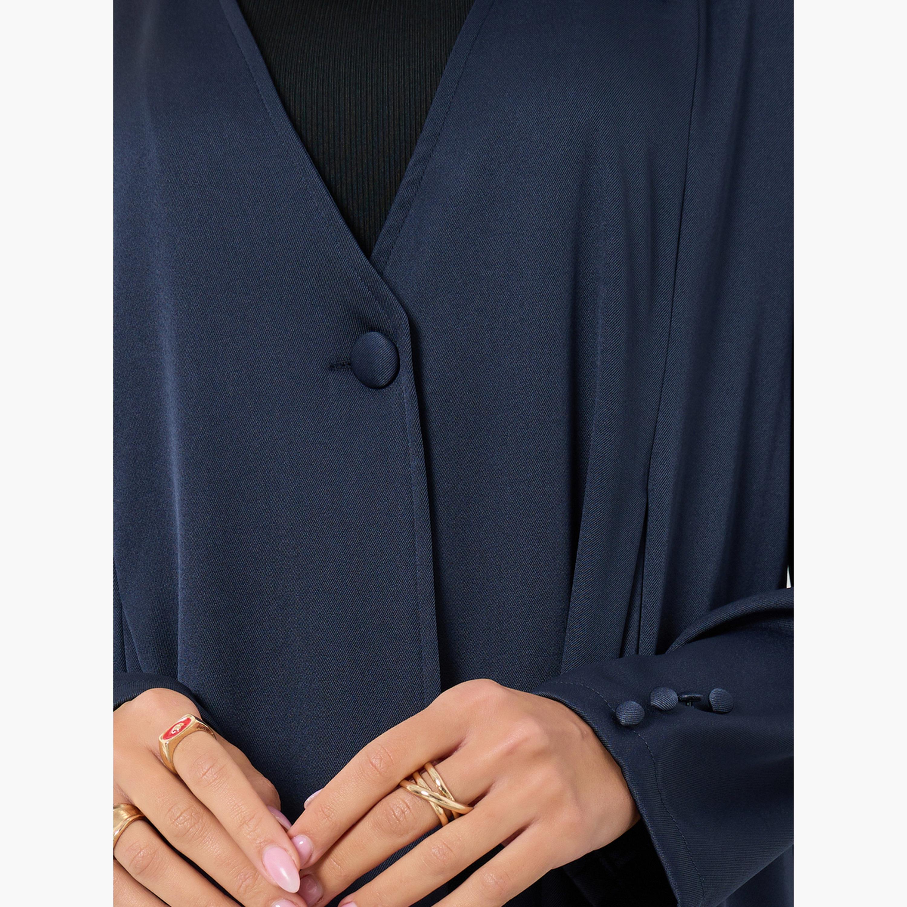 Styli Navy Blue Open Front Abaya-women-arabicclothing-abayas-image-4