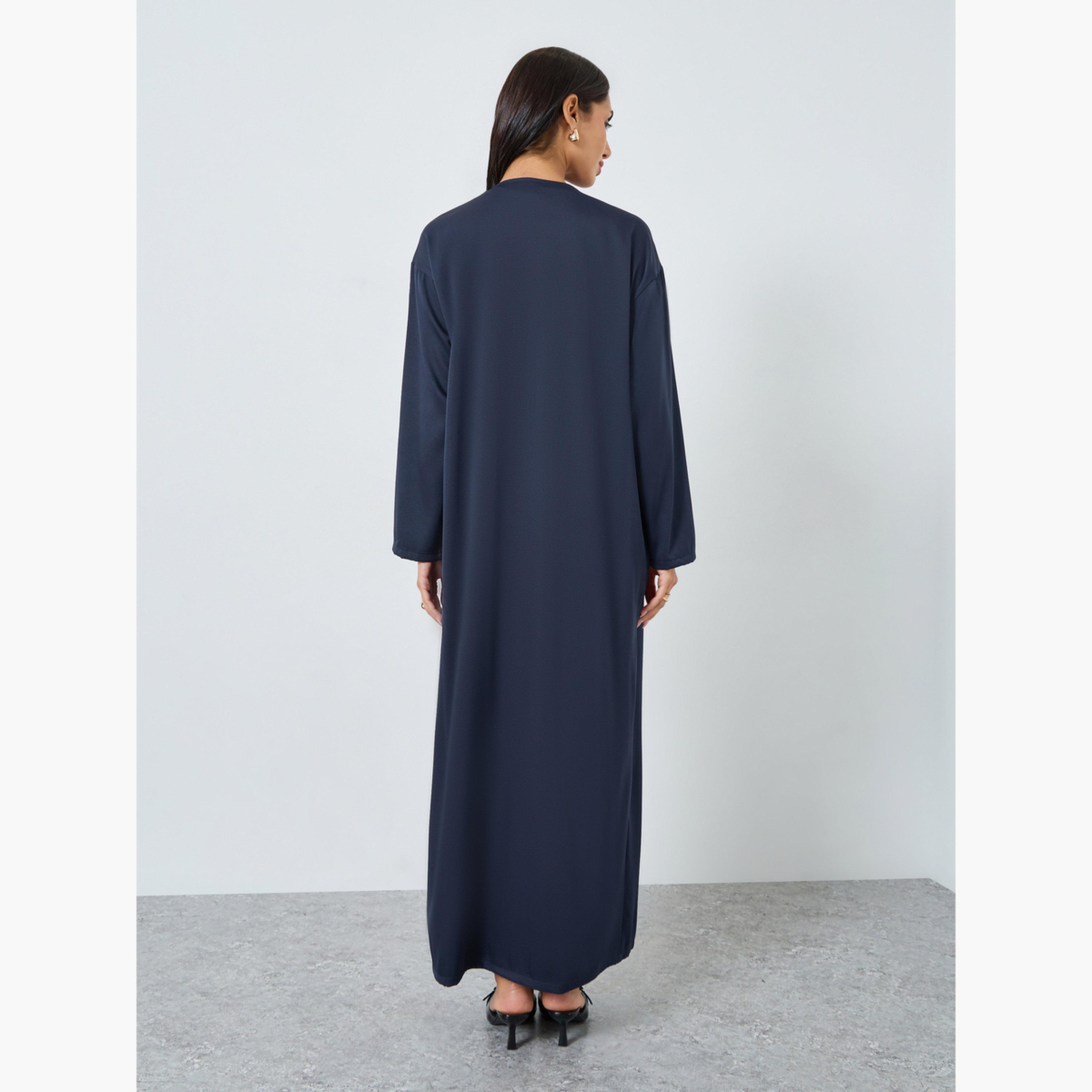 Styli Navy Blue Open Front Abaya-women-arabicclothing-abayas-image-5