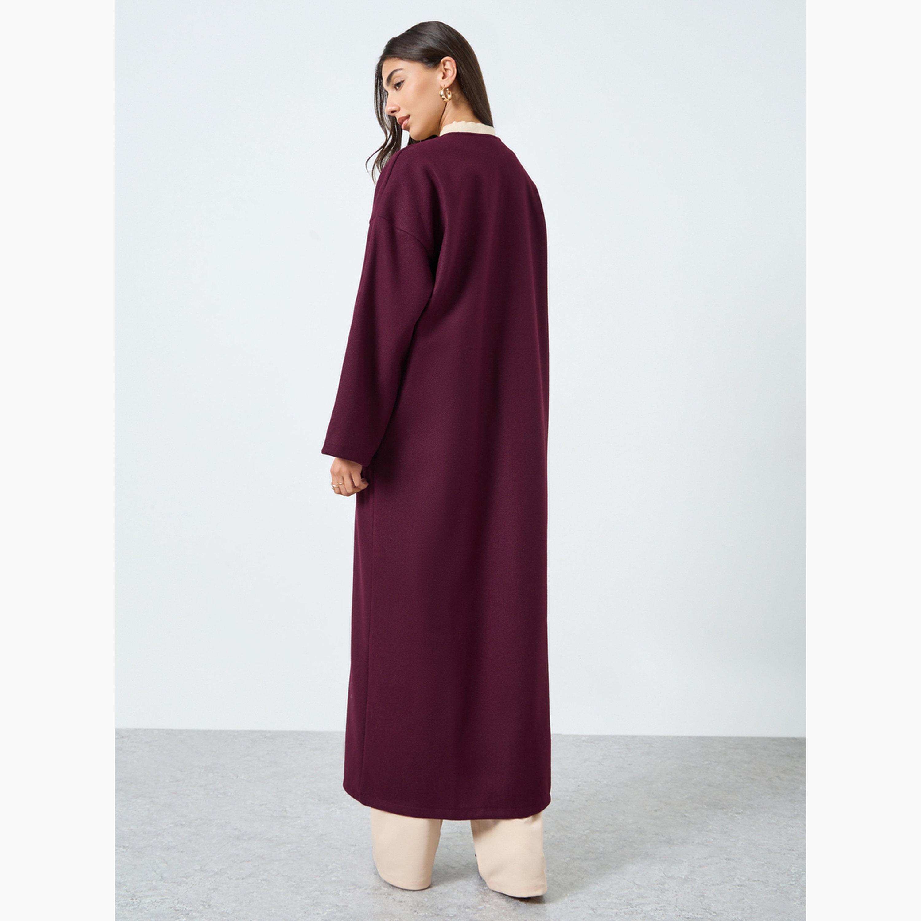 ستايلي - عباية برغندي مفتوحة من الأمام-women-arabicclothing-abayas-image-4