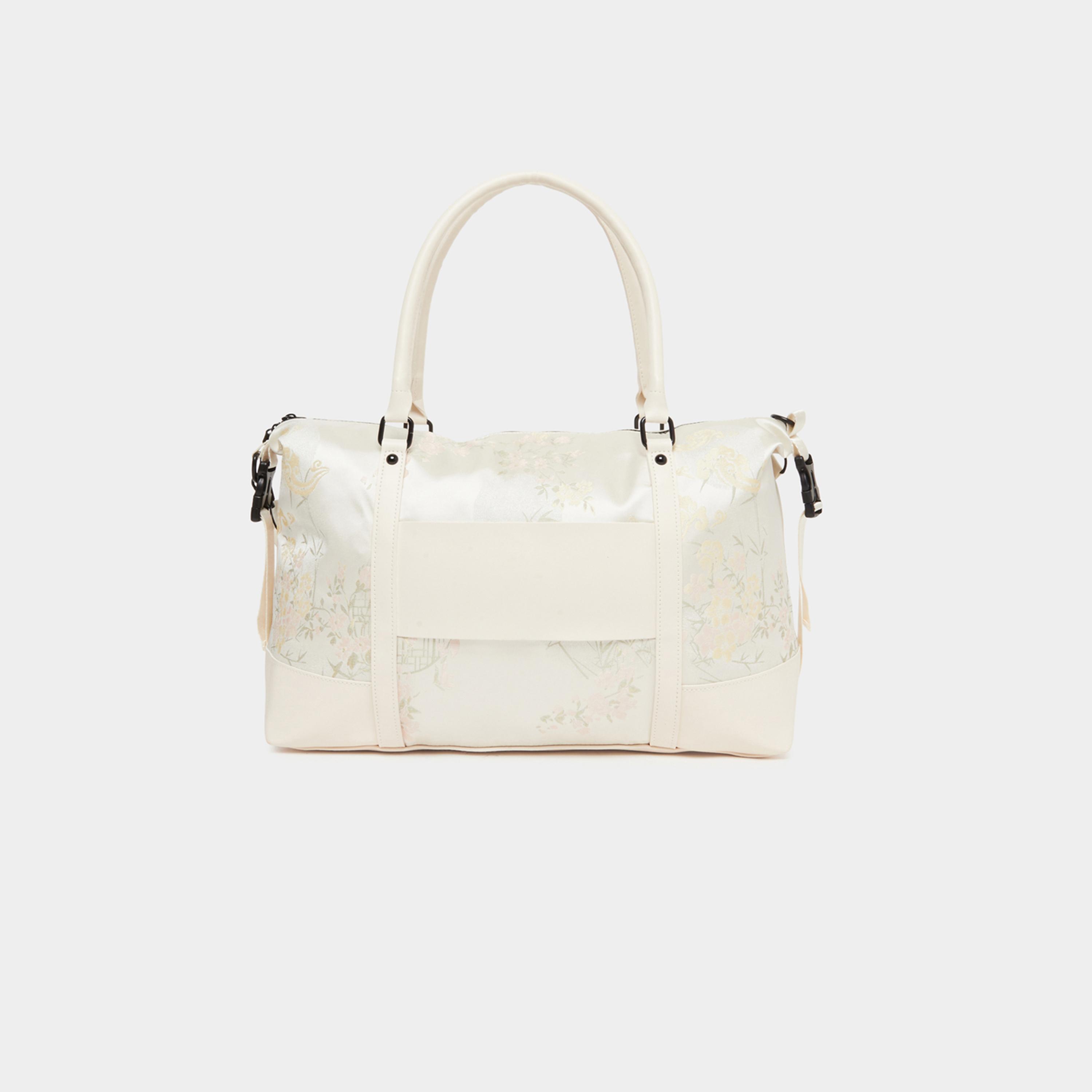 Styli Cream Floral Jacquard Duffle Bag-travel-luggagesandbags-dufflebags-image-2