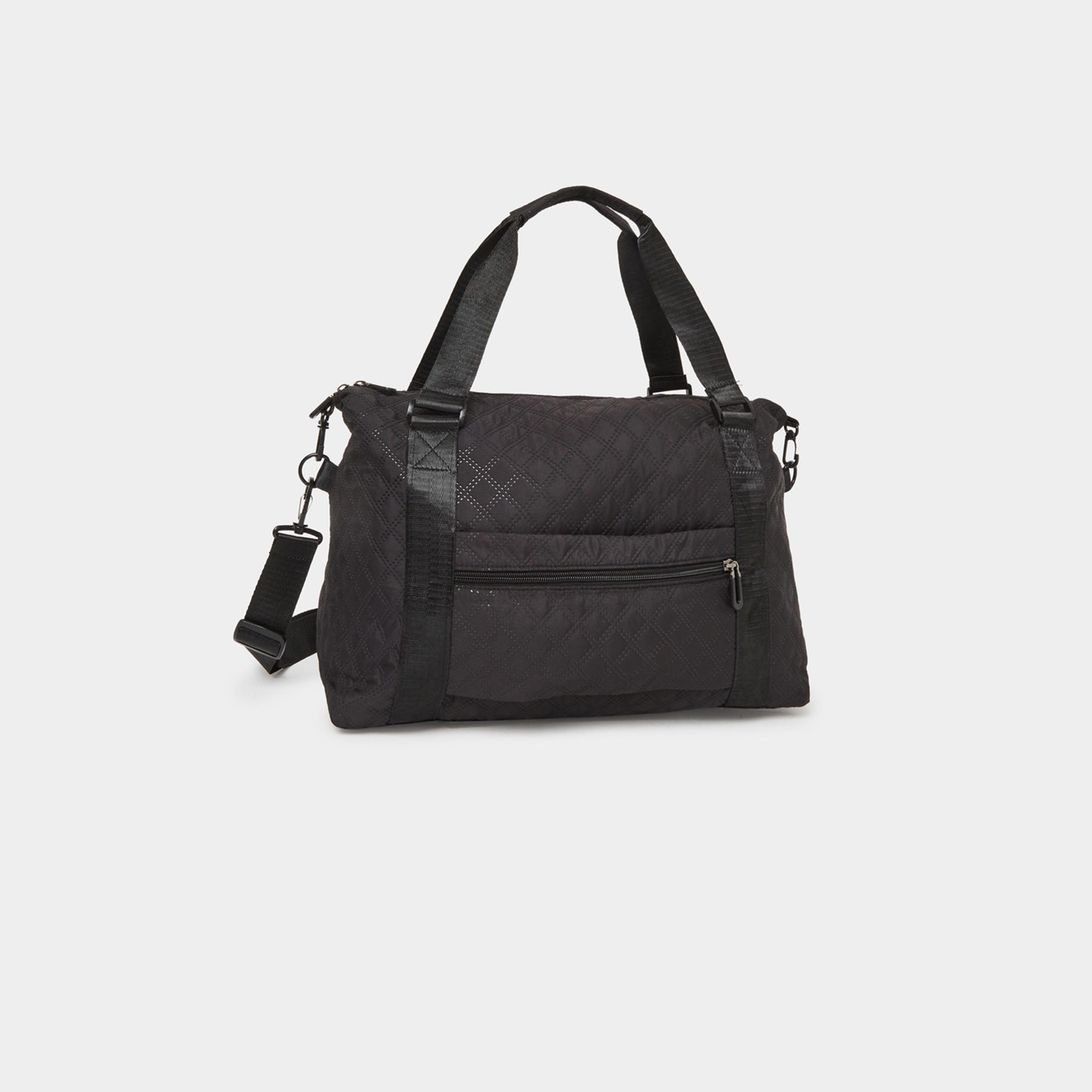 Styli Black Quilted Look Duffel Bag-travel-luggagesandbags-dufflebags-image-1