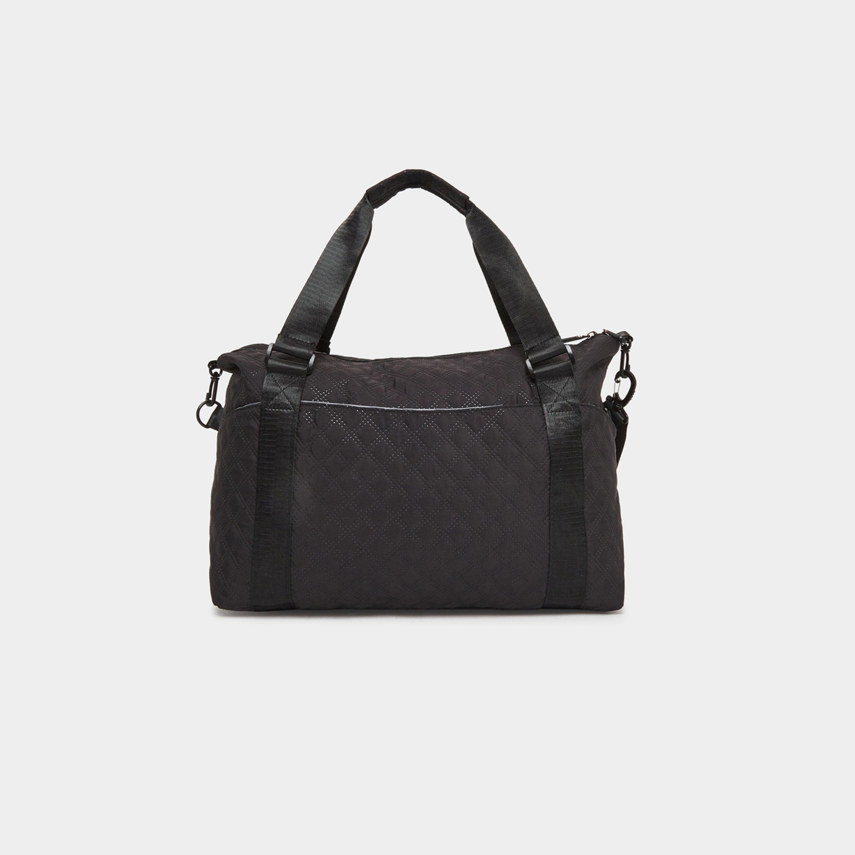 Styli Black Quilted Look Duffel Bag-travel-luggagesandbags-dufflebags-image-2