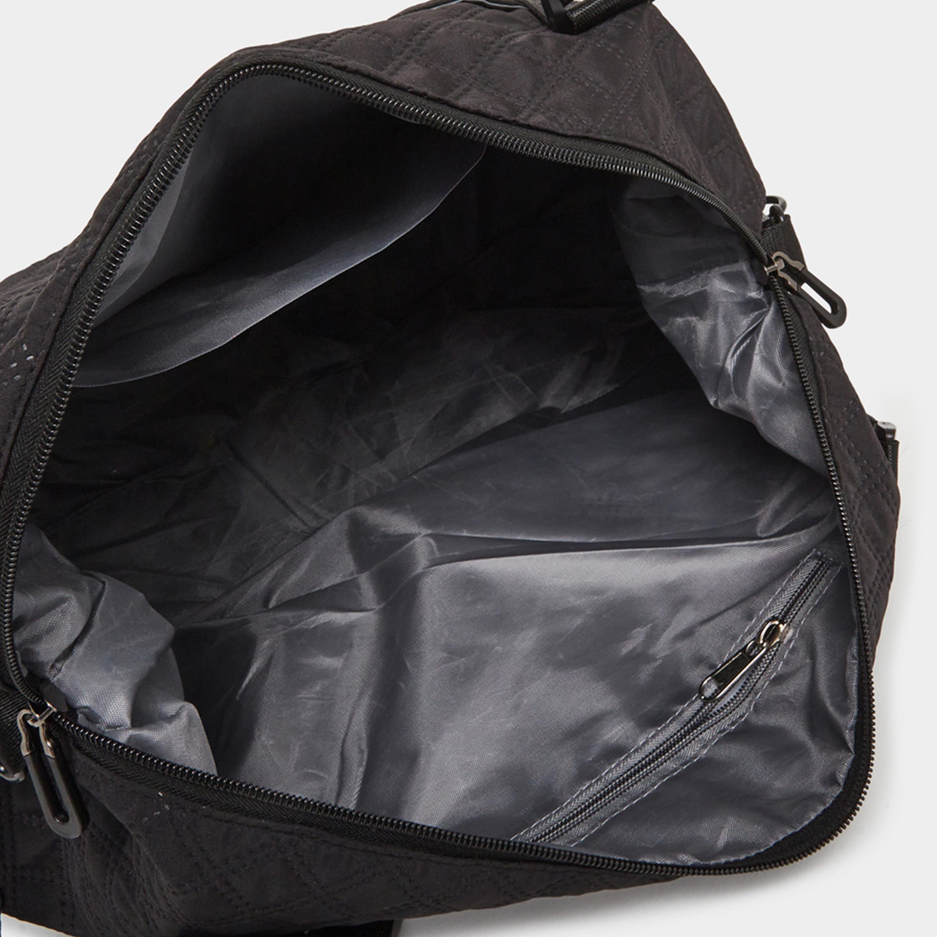 Styli Black Quilted Look Duffel Bag-travel-luggagesandbags-dufflebags-image-3