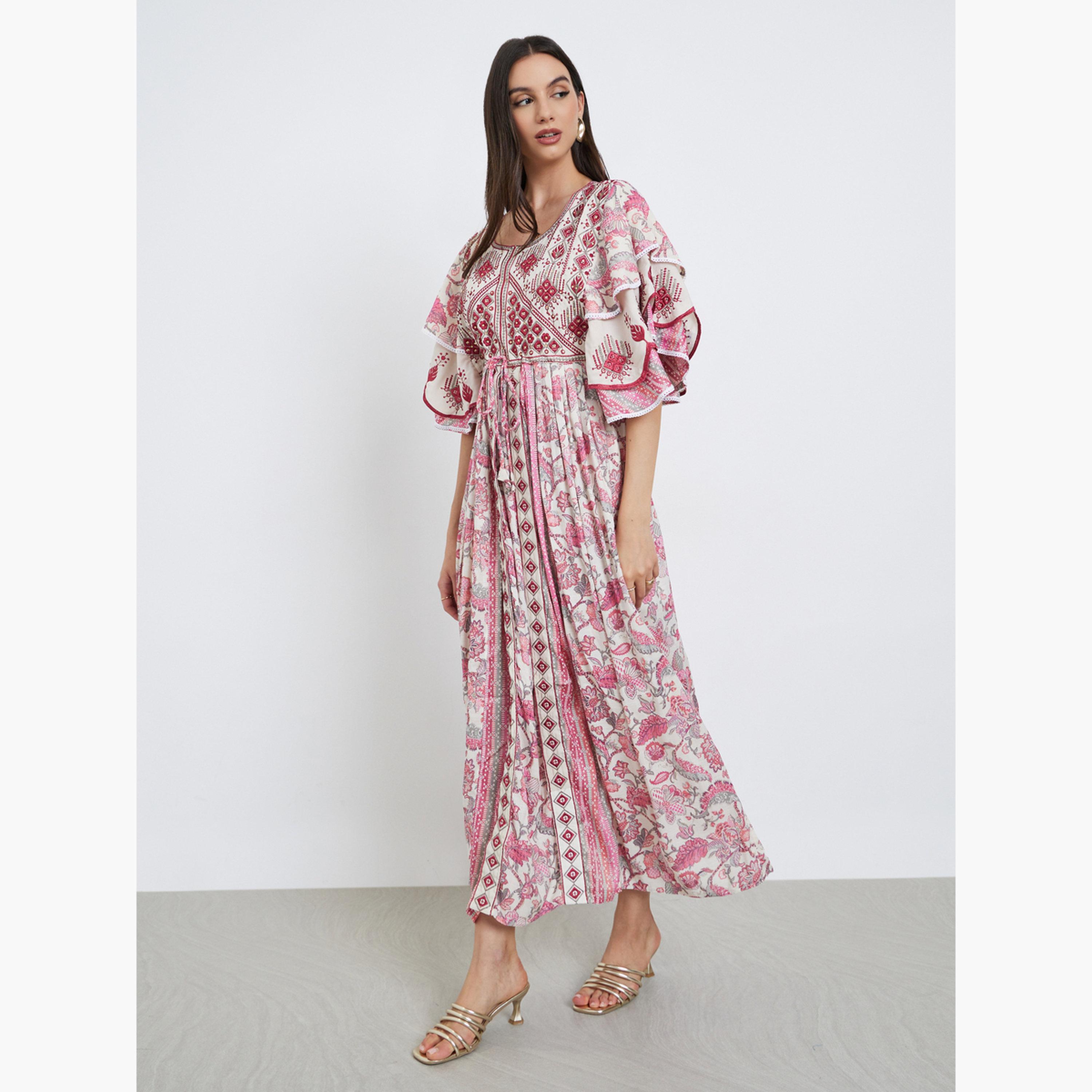 Maxim Creation Handwork Embroidery Jalabiya with Flrill Sleeves-women-arabicclothing-jalabiyas-image-2