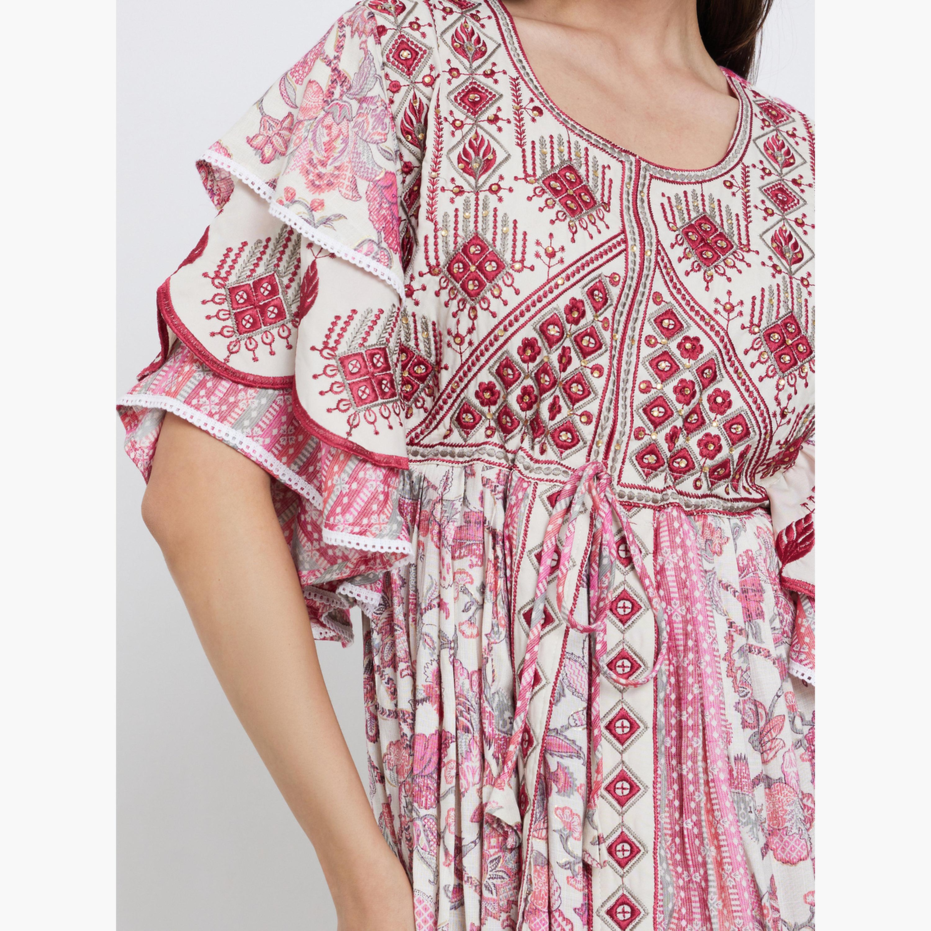 Maxim Creation Handwork Embroidery Jalabiya with Flrill Sleeves-women-arabicclothing-jalabiyas-image-5