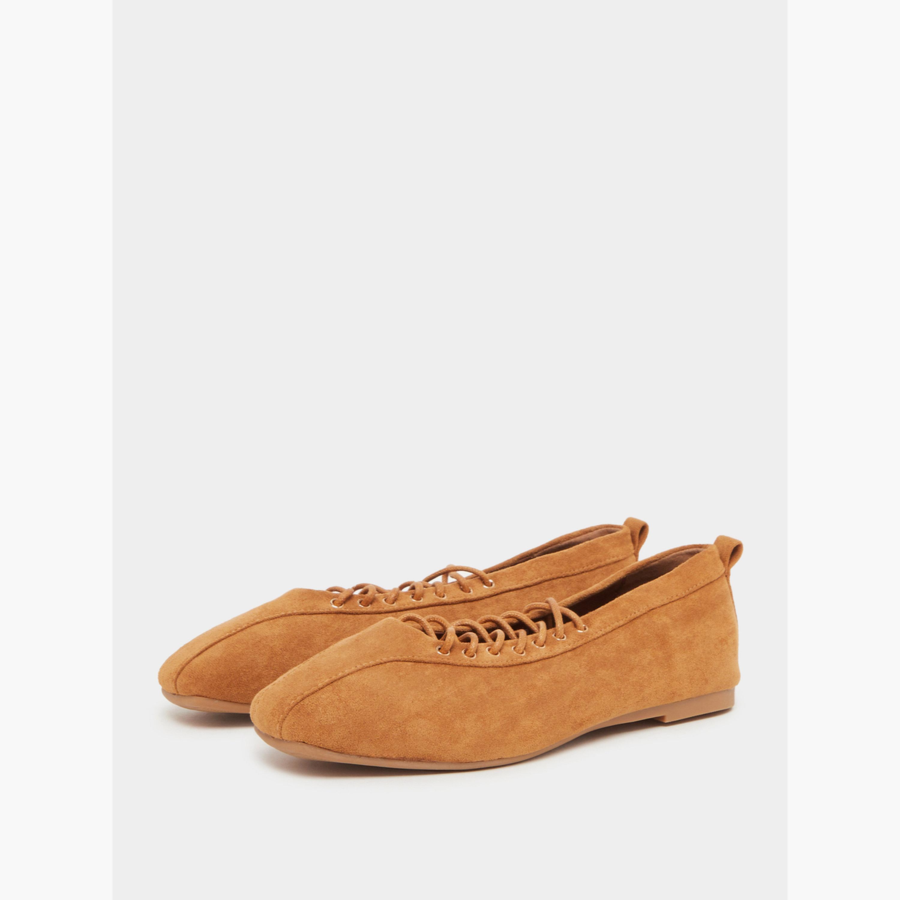 ستايلي - حذاء باليرينا سادة من الدانتيل مع لسان سحب خلفي-women-shoes-flats-ballerinas-image-1