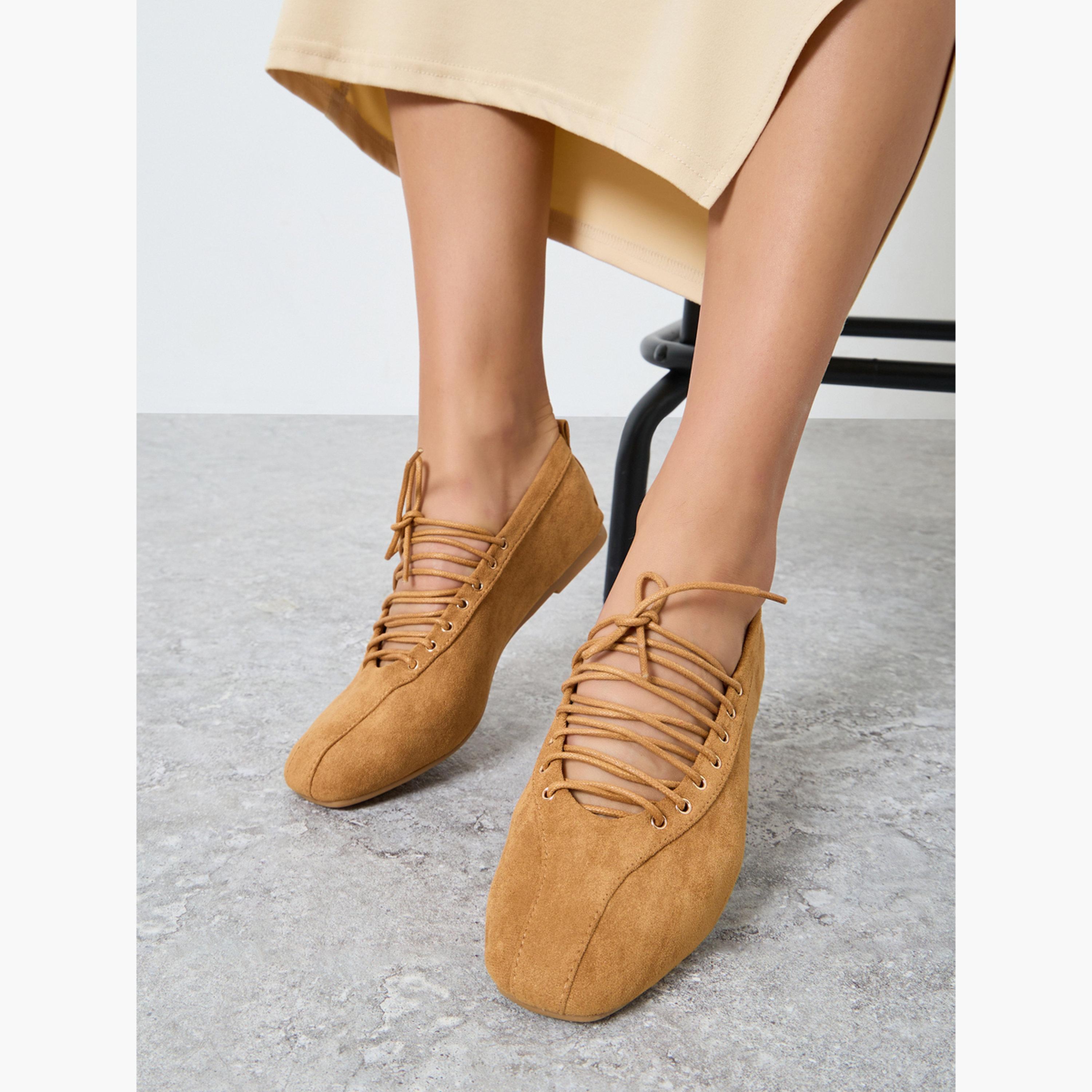 Styli Plain Lace Vamp Ballerina Shoes with Back Pull Tab-women-shoes-flats-ballerinas-image-2