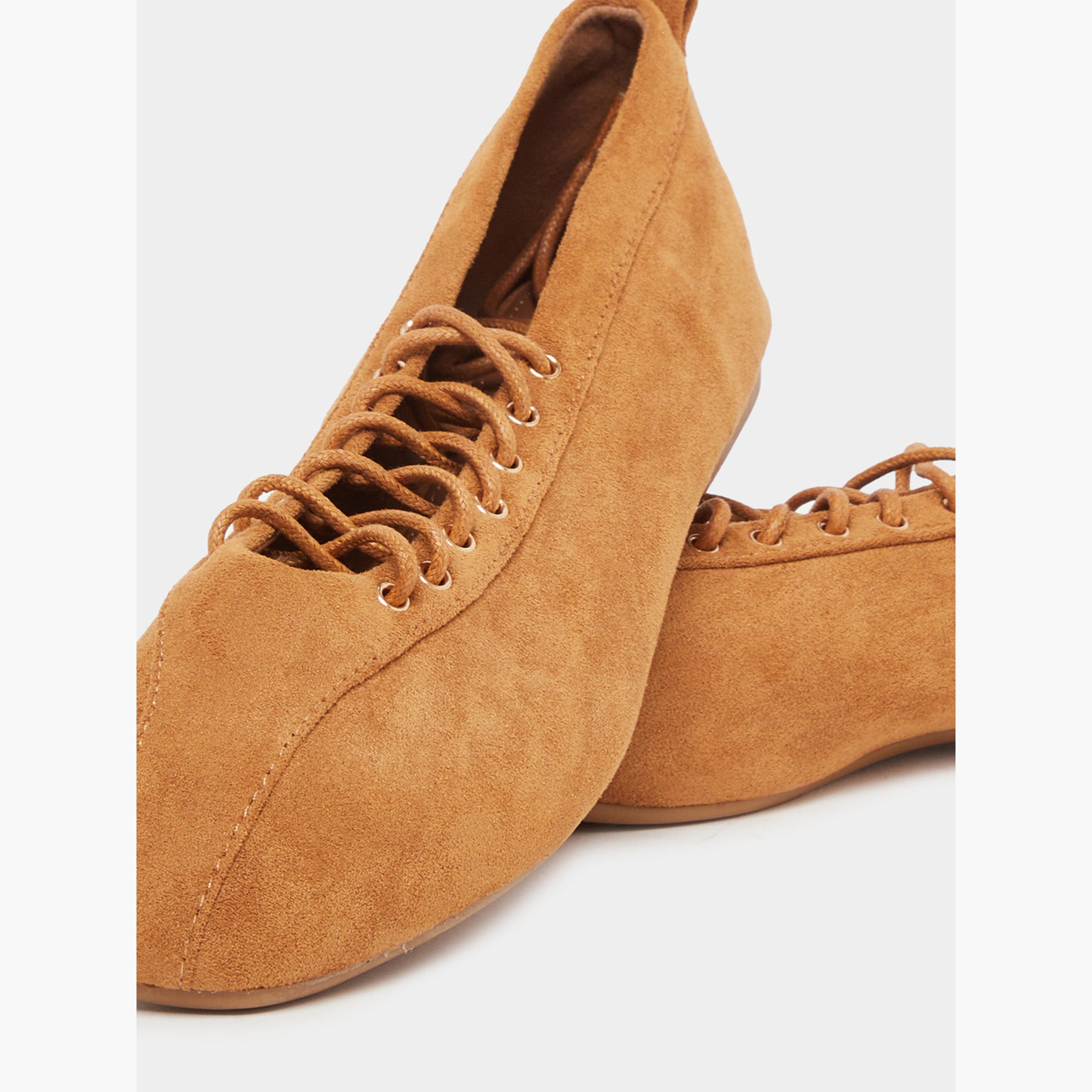 ستايلي - حذاء باليرينا سادة من الدانتيل مع لسان سحب خلفي-women-shoes-flats-ballerinas-image-5