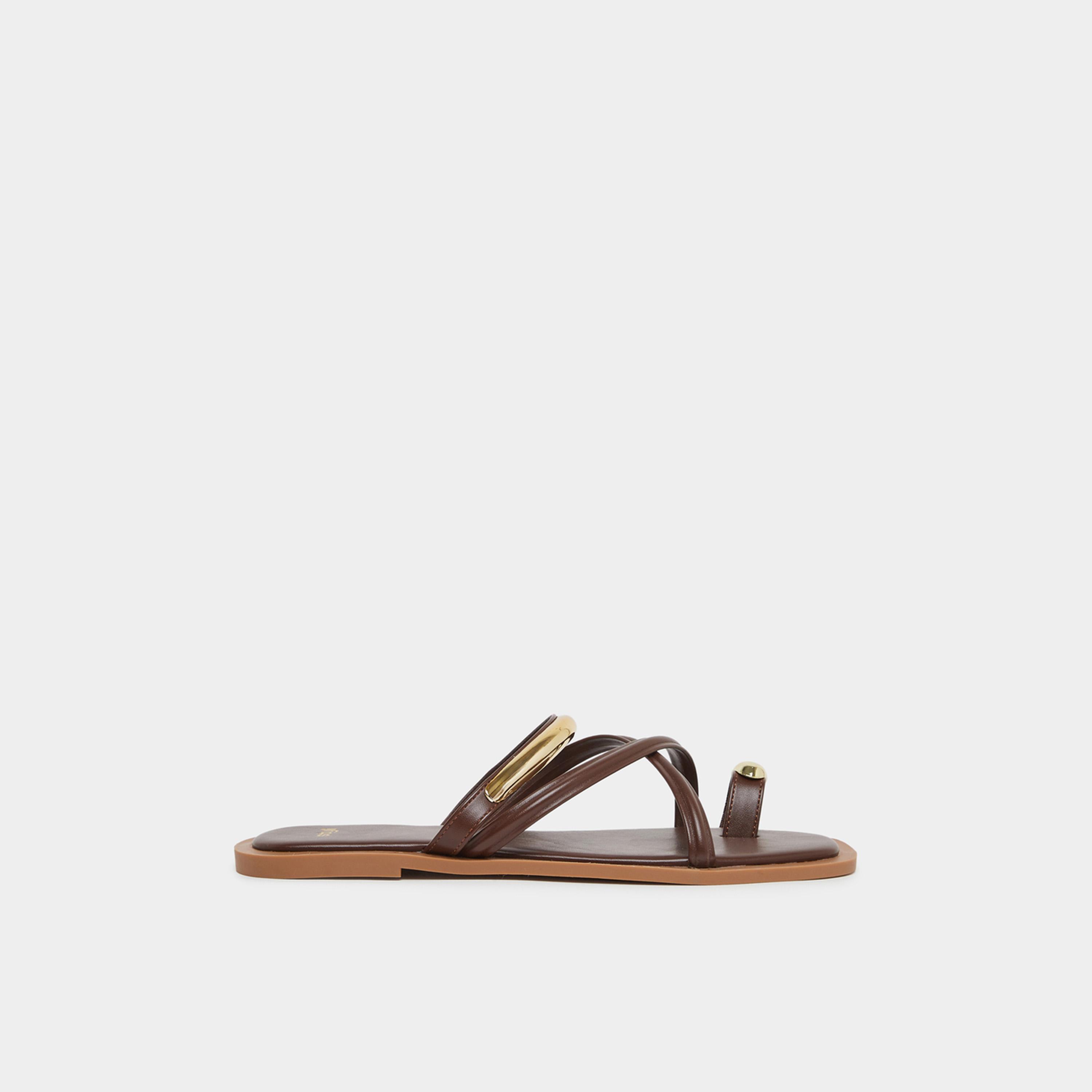Styli Womens Brown Toe Ring Flat Sandals-women-shoes-sandals-flats-image-2
