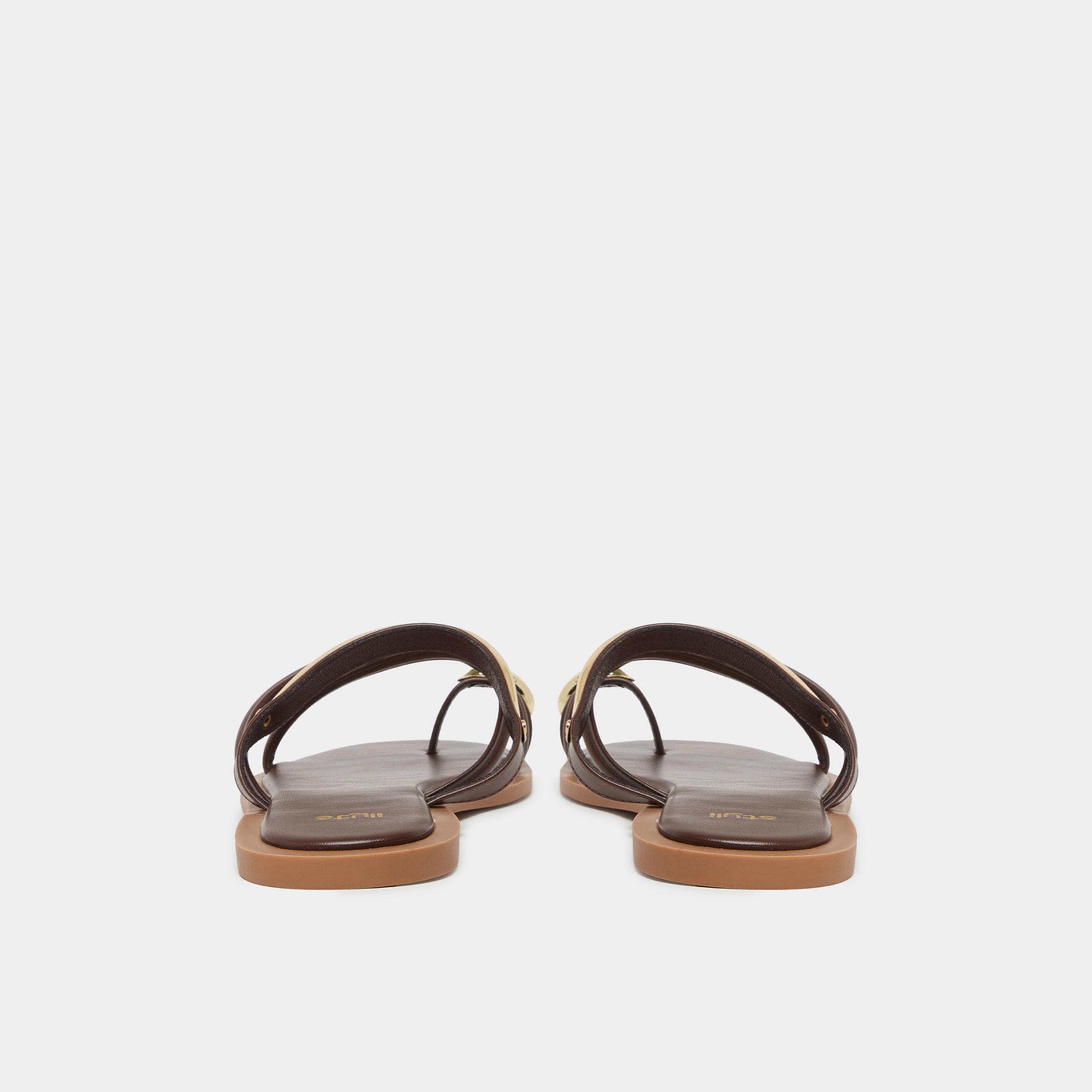 ستايلي - صندل مسطح للنساء لون بني بحلقة أصابع القدم-women-shoes-sandals-flats-image-5
