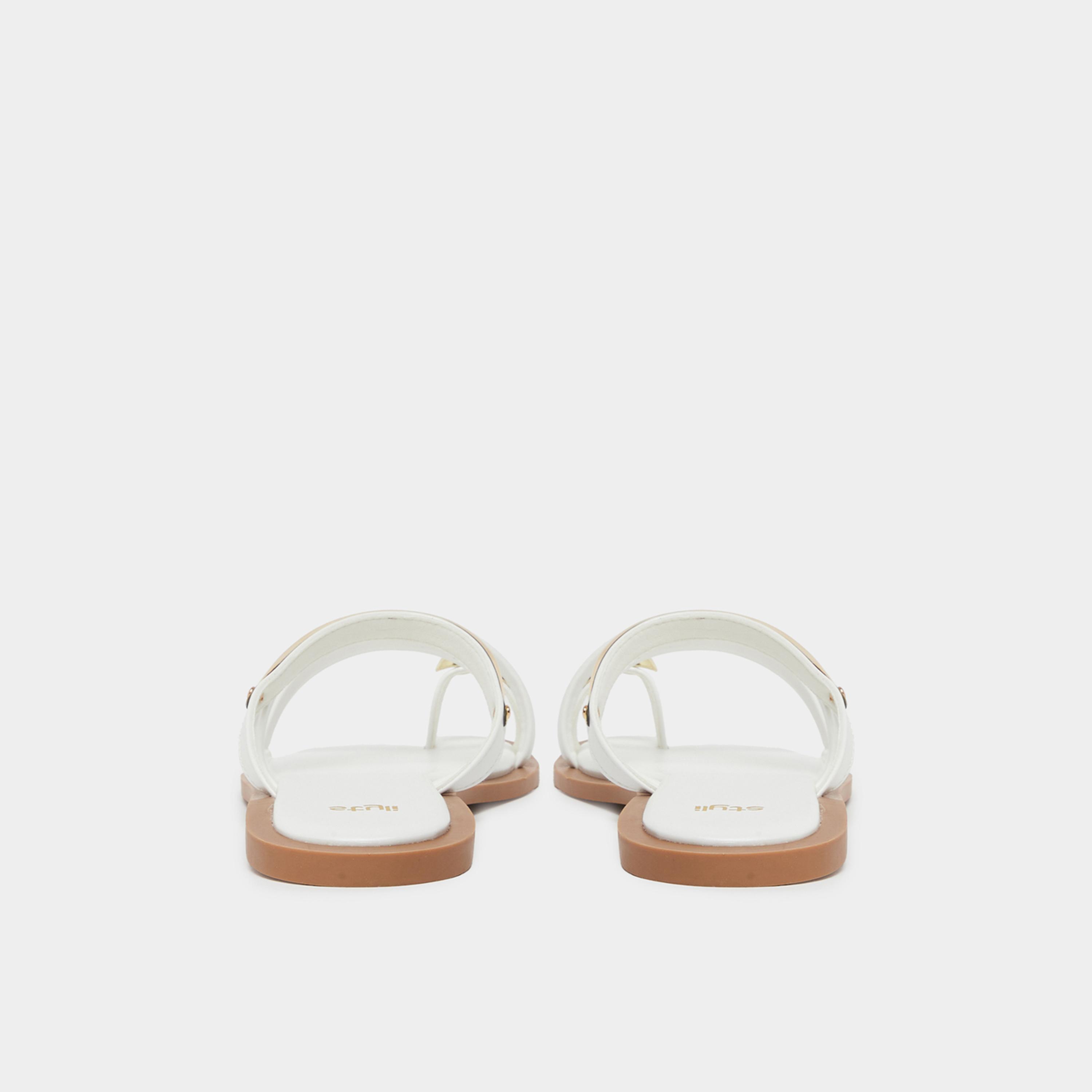 Styli Womens White Toe Ring Flat Sandals-women-shoes-sandals-flats-image-5
