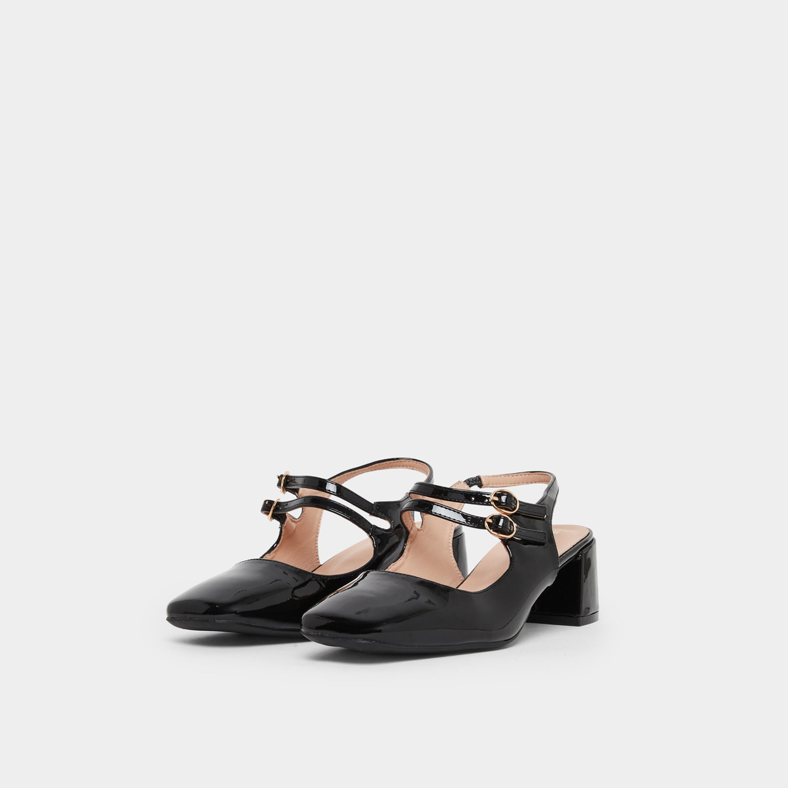 ستايلي - حذاء ماري جين بكعب عريض أسود لامع للنساء-women-shoes-sandals-heeled-image-1