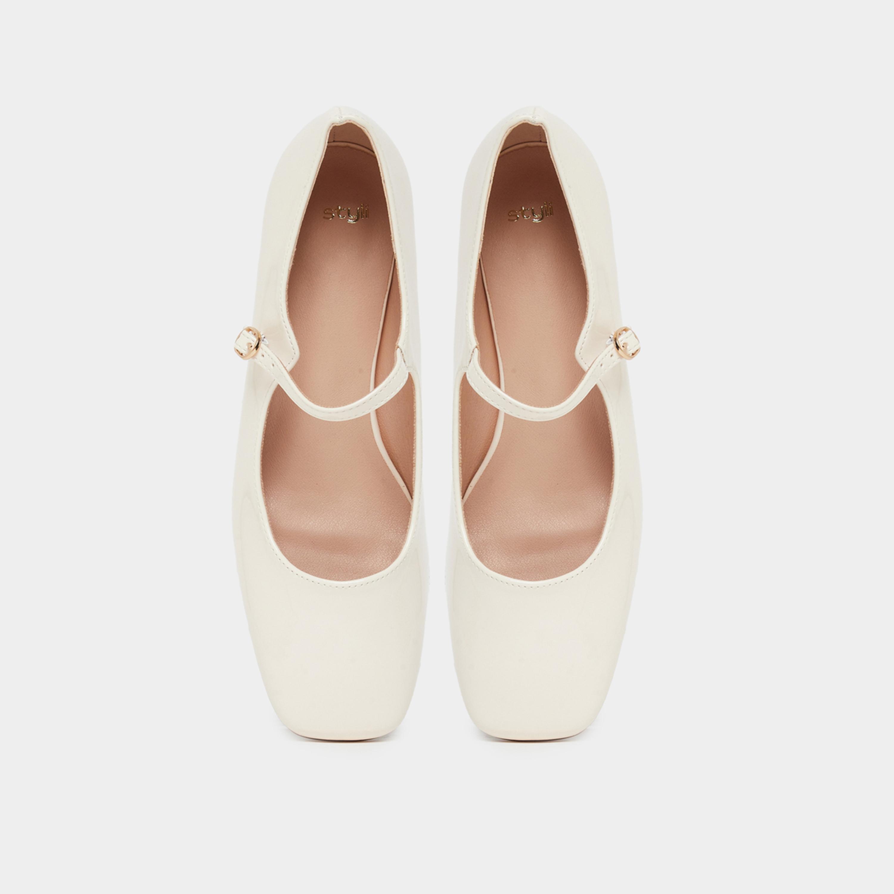 Styli Women Off White Patent Mary Jane Shoes-women-shoes-ballerinas-image-6