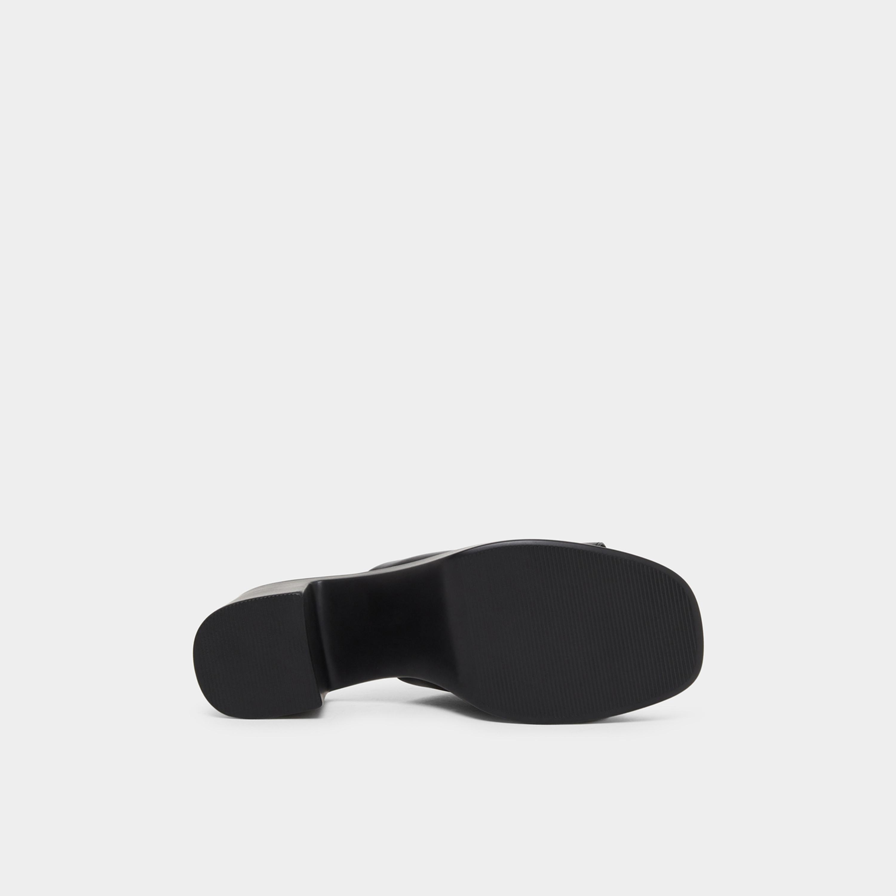 Styli Womens Black Chunky Heeled Platform Mule-women-shoes-sandals-heeled-image-6