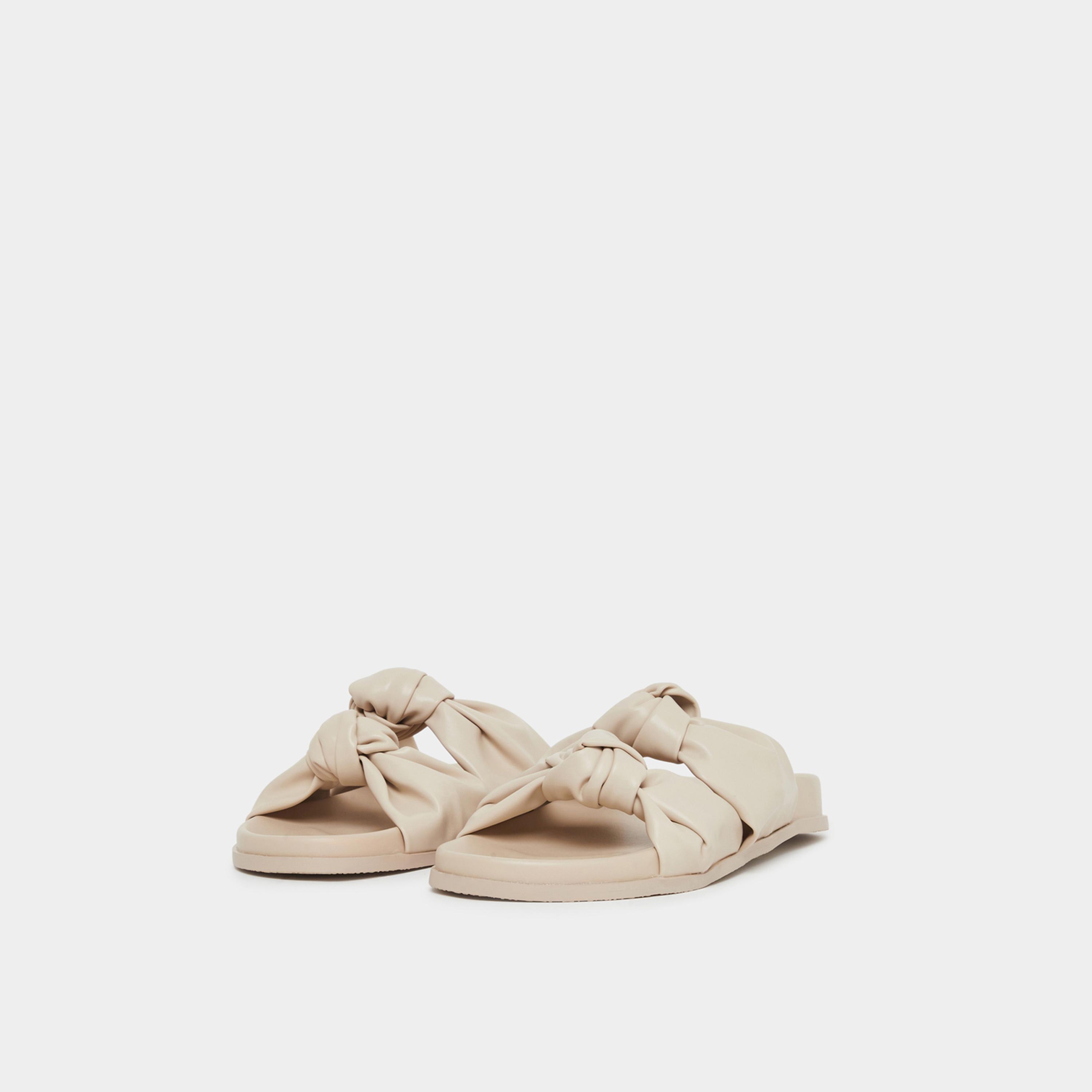 ستايلي - صندل بيج بتفاصيل عقدة مزدوجة للنساء-women-shoes-sandals-flats-image-1