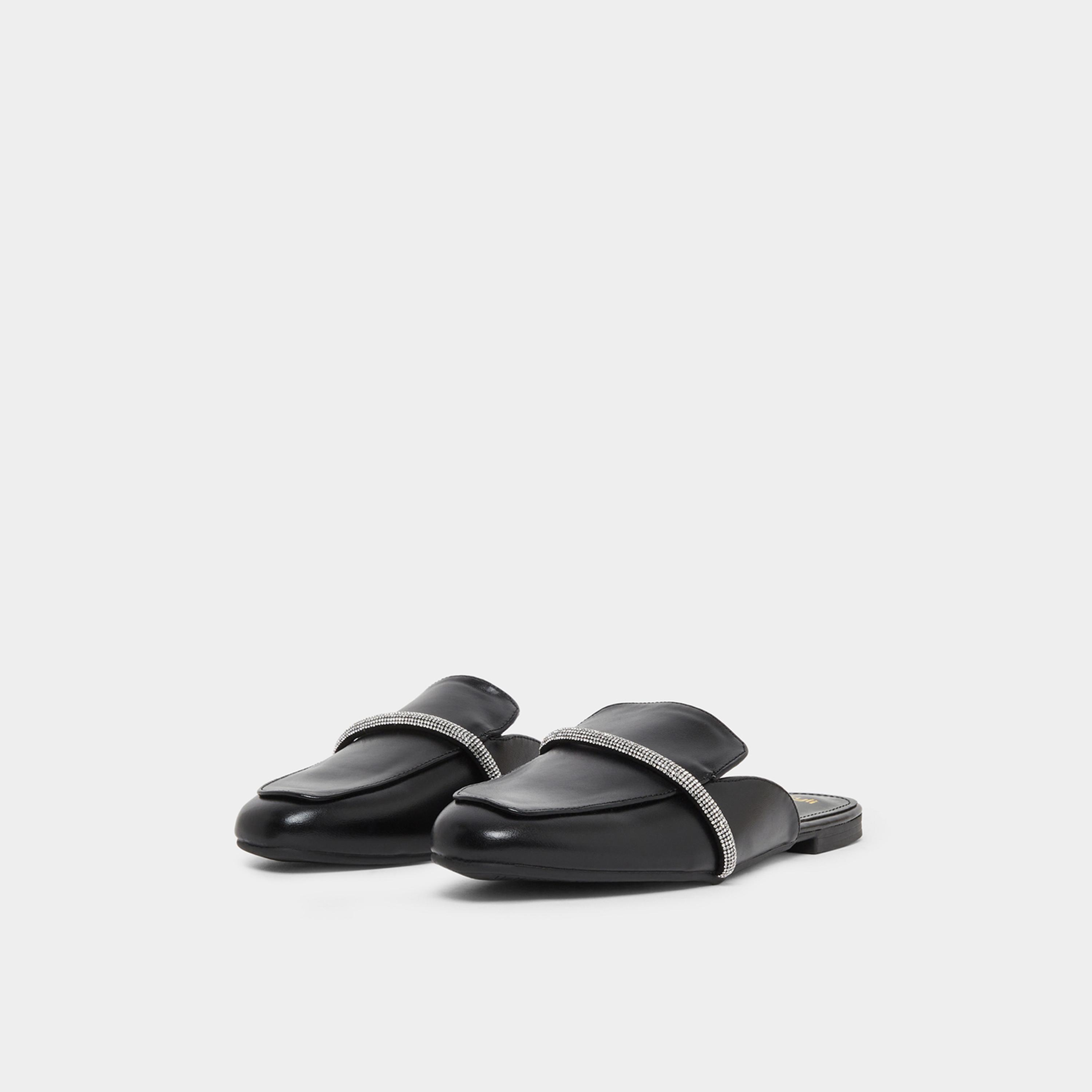 ستايلي - حذاء نسائي مسطح لون أسود مزين بأحجار الراين-women-shoes-flats-mules-image-1