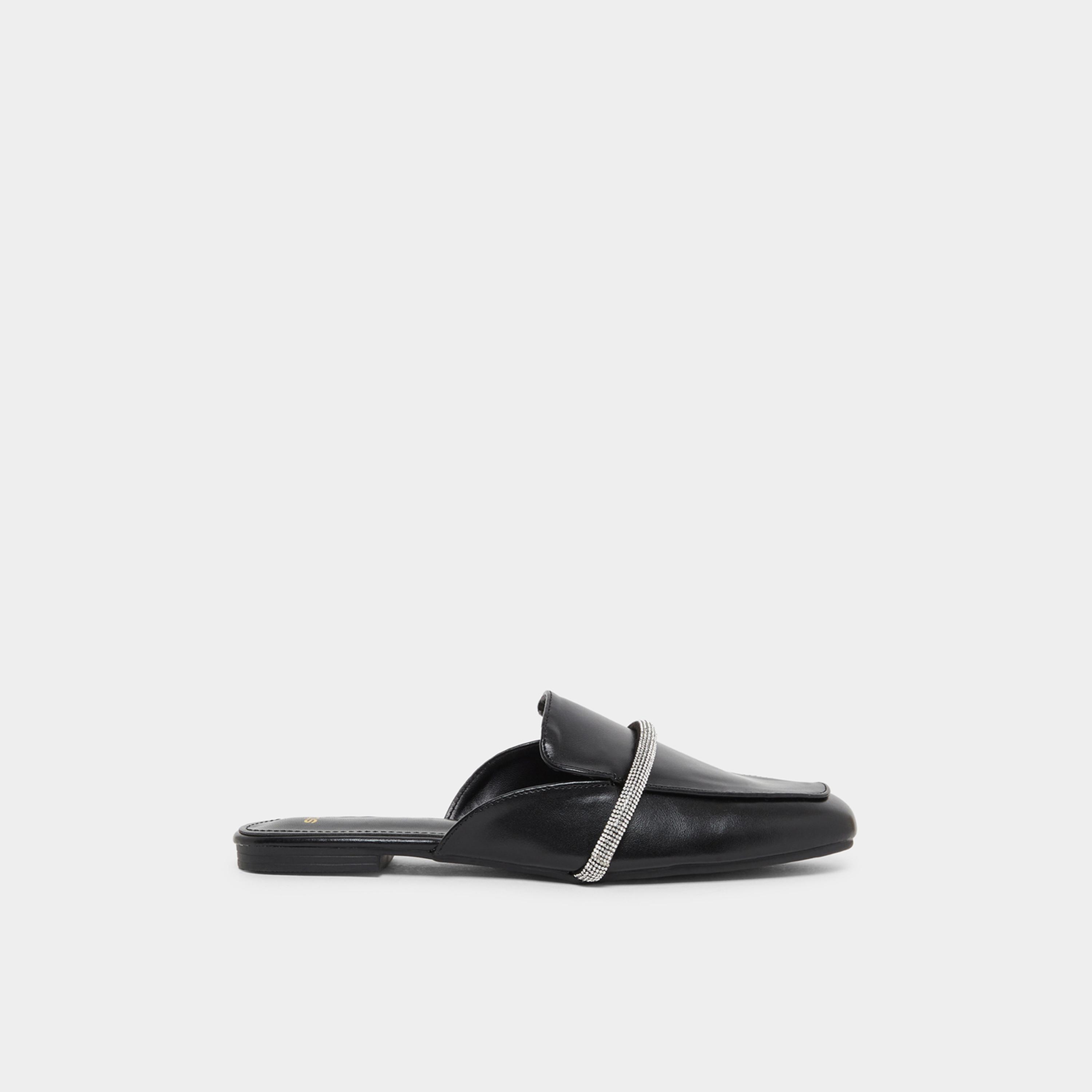 Styli Womens Black Rhinestone Detail Flat Mules-women-shoes-flats-mules-image-2