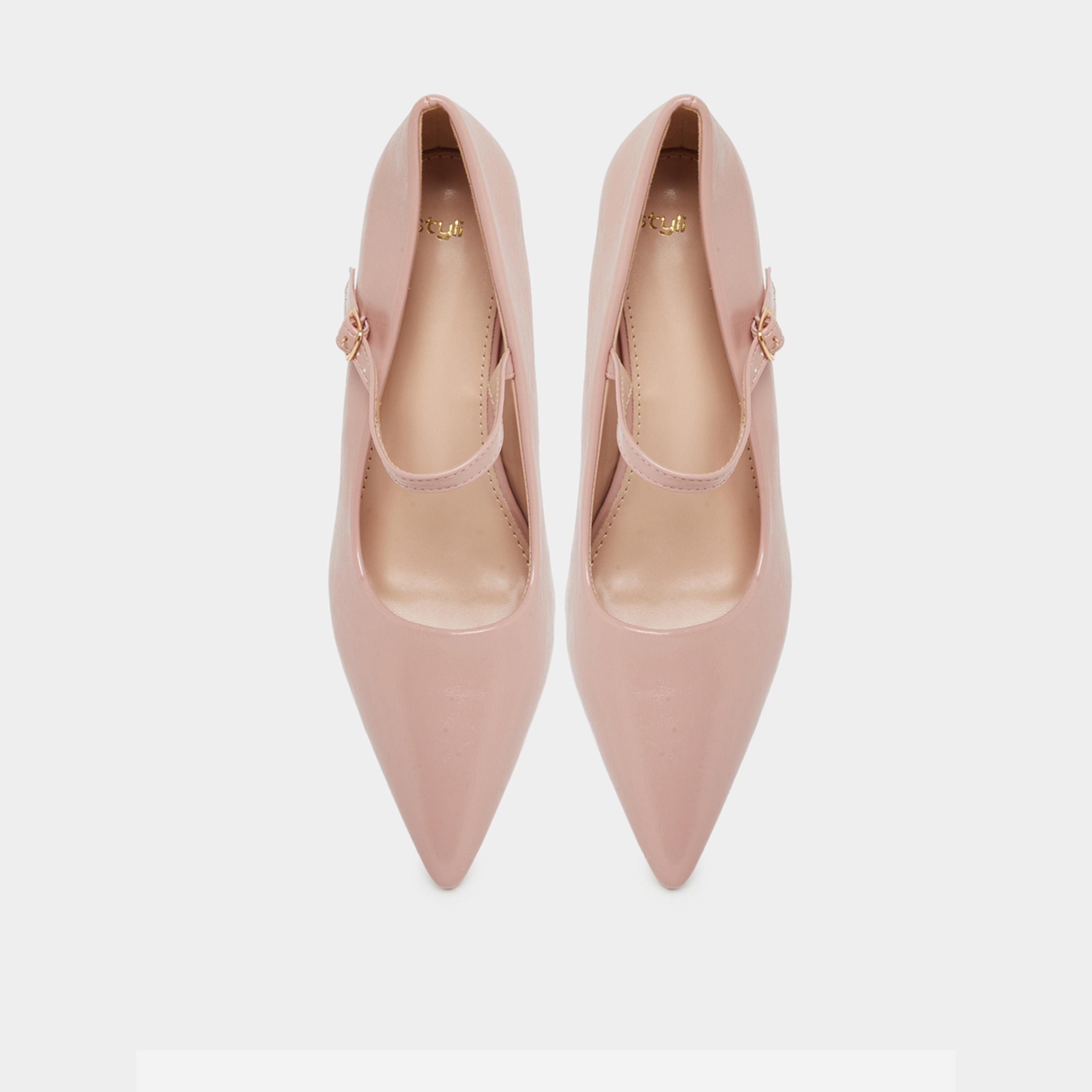 ستايلي - حذاء ماري جين نسائي لون وردي بمقدمة مدببة-women-shoes-sandals-heeled-image-3