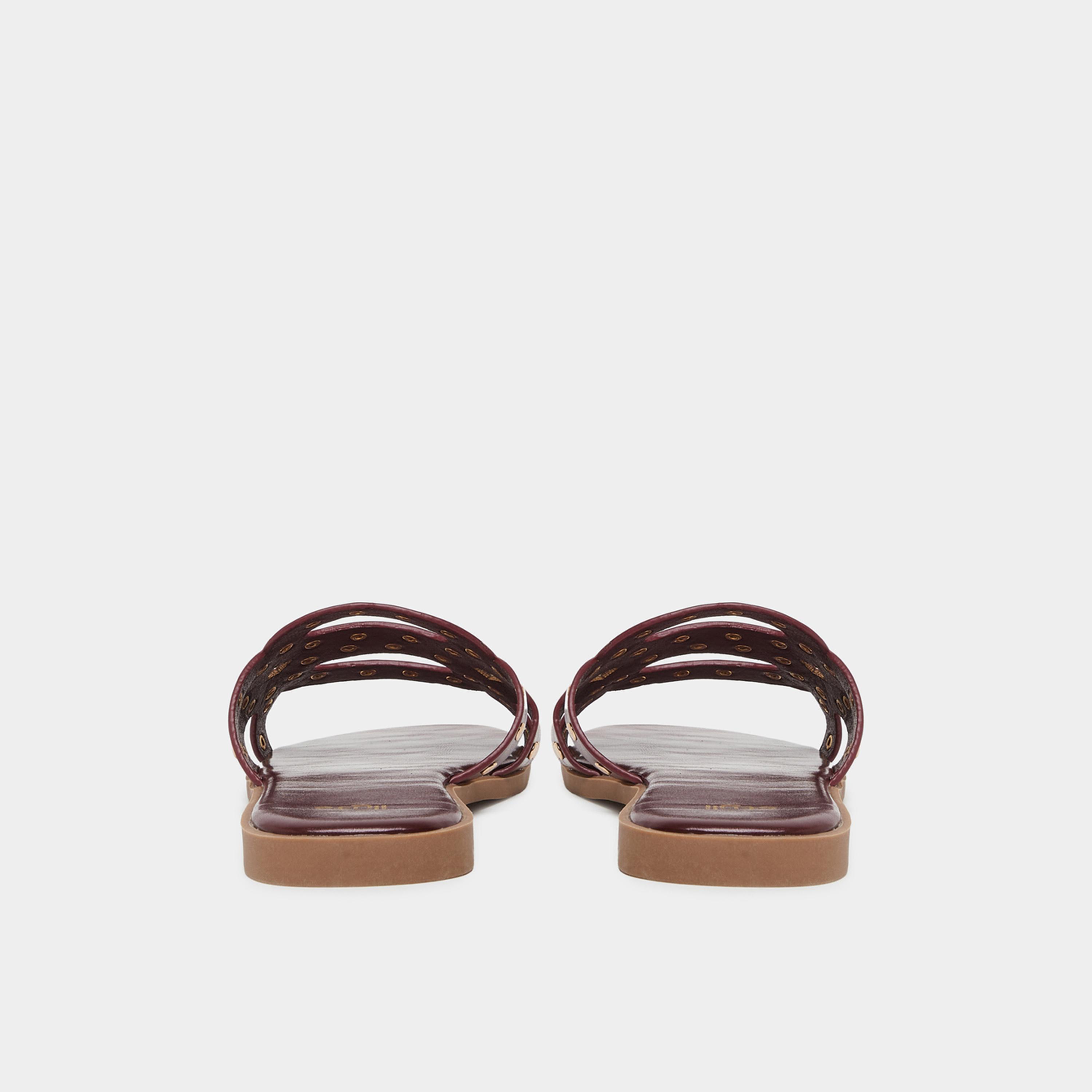 Styli Womens Burgundy Studded Flat Sandals-women-shoes-flats-slides-image-5