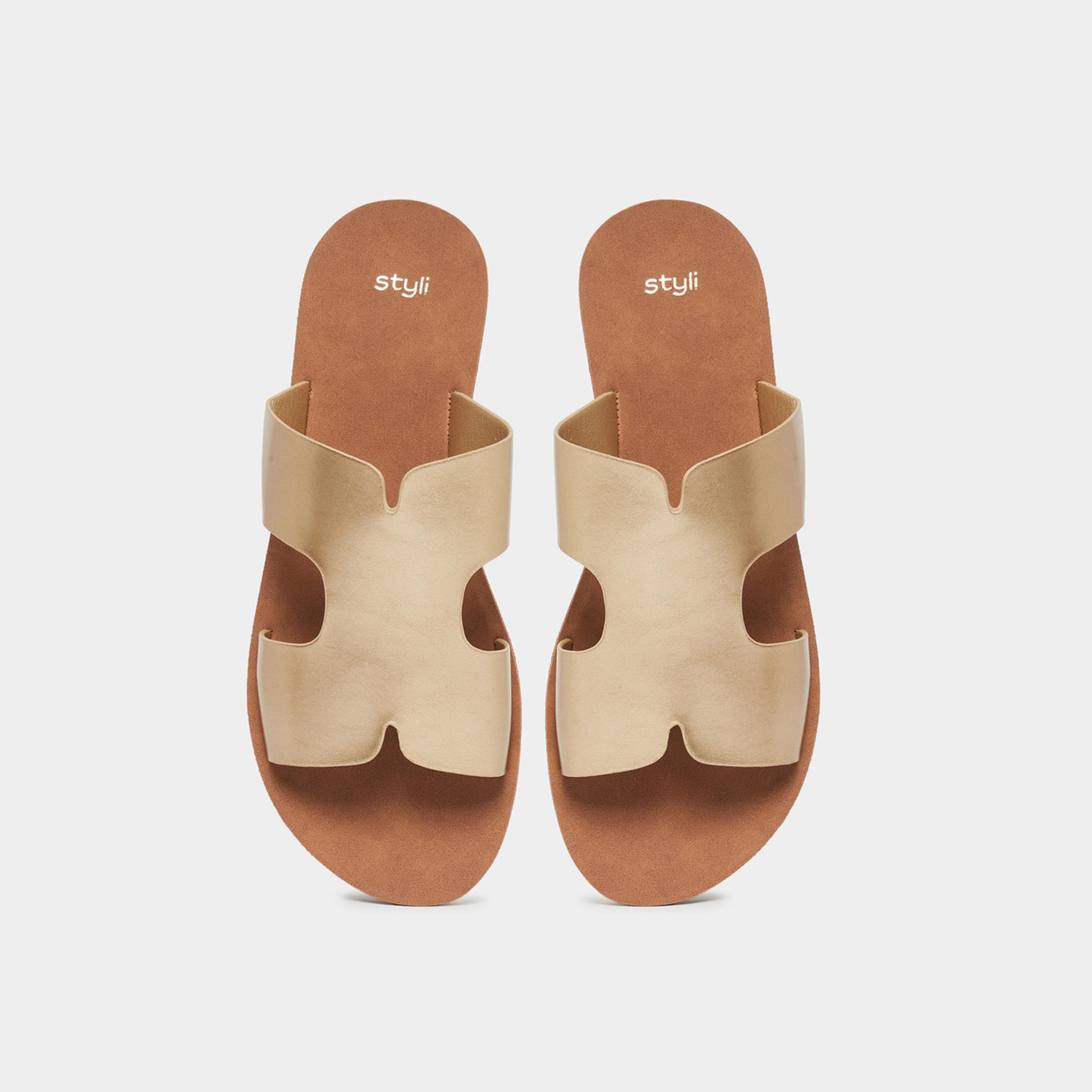 Styli Women Metallic Strap Open Toe Sandals-women-shoes-sandals-flats-image-6