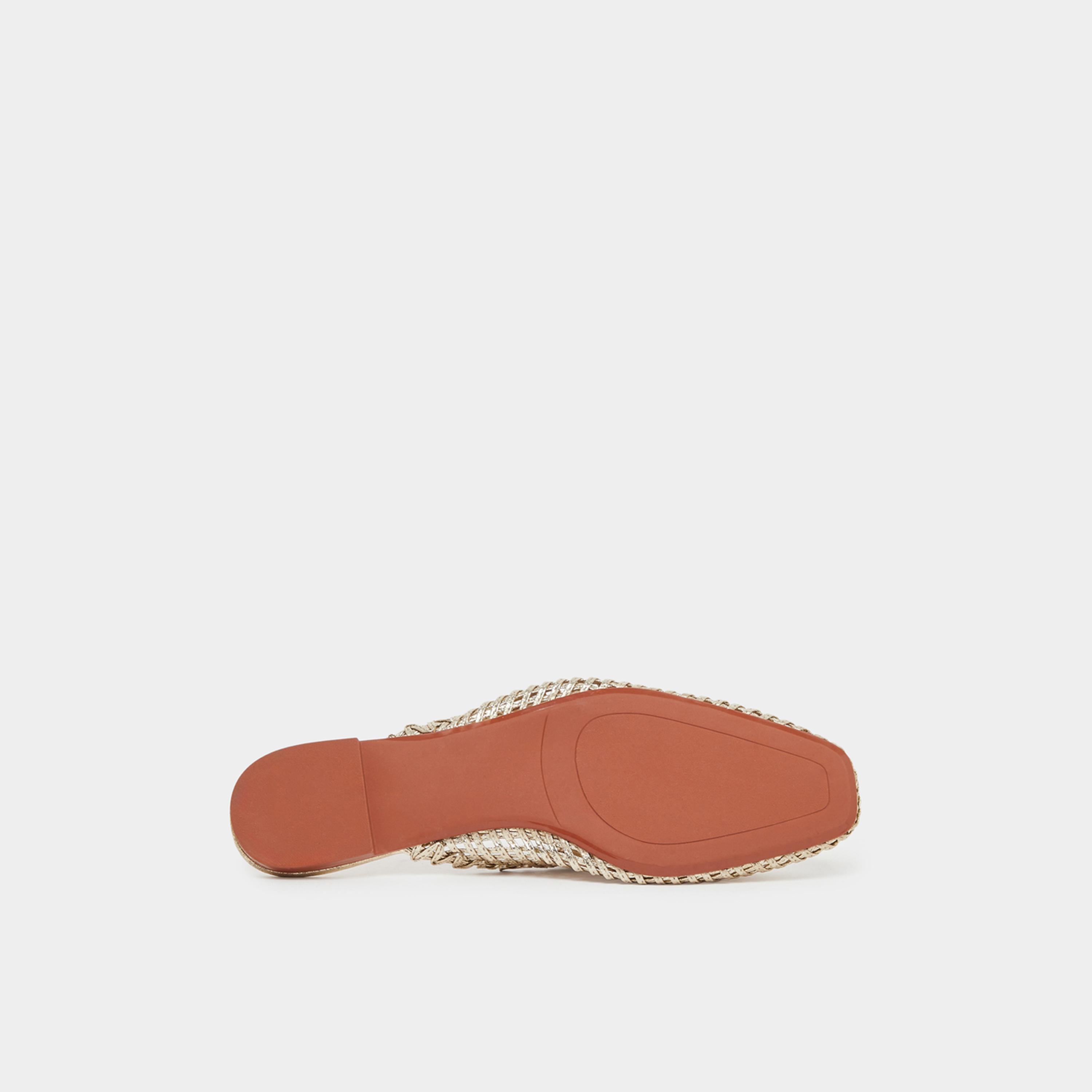 Styli Womens Gold Woven Mule Loafers-women-shoes-flats-mules-image-6