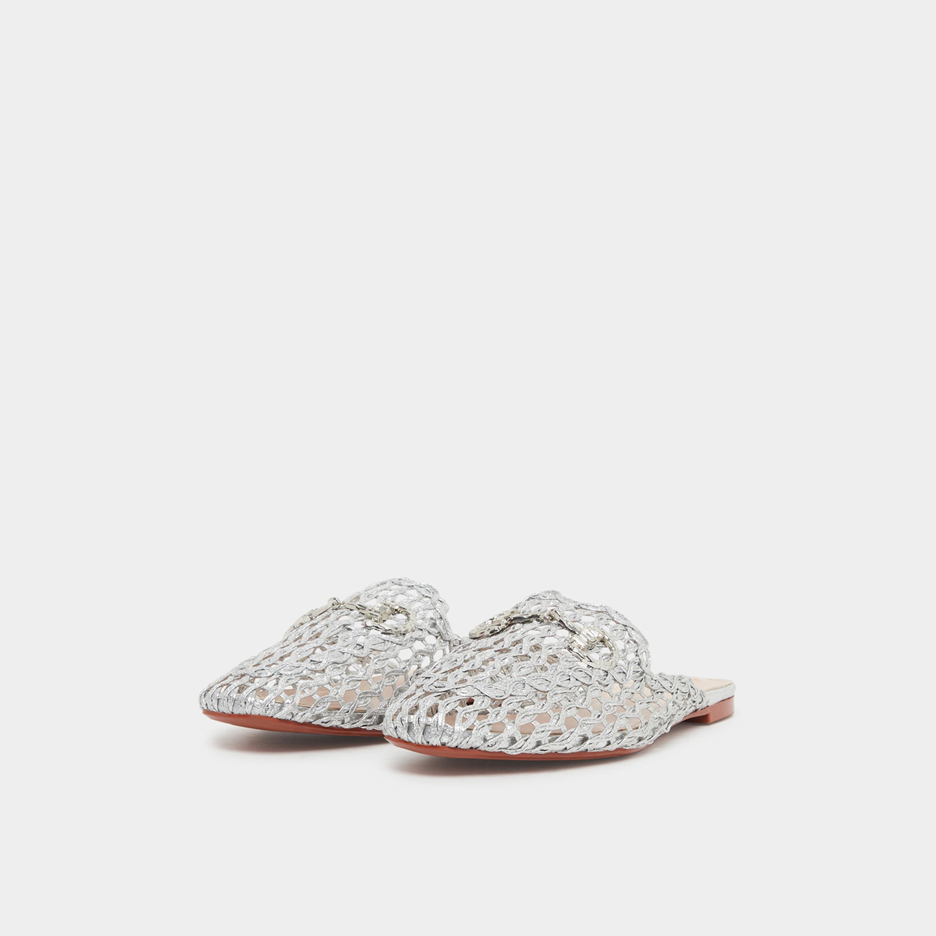 ستايلي - حذاء نسائي من الجلد لون الفضي-women-shoes-flats-mules-image-1