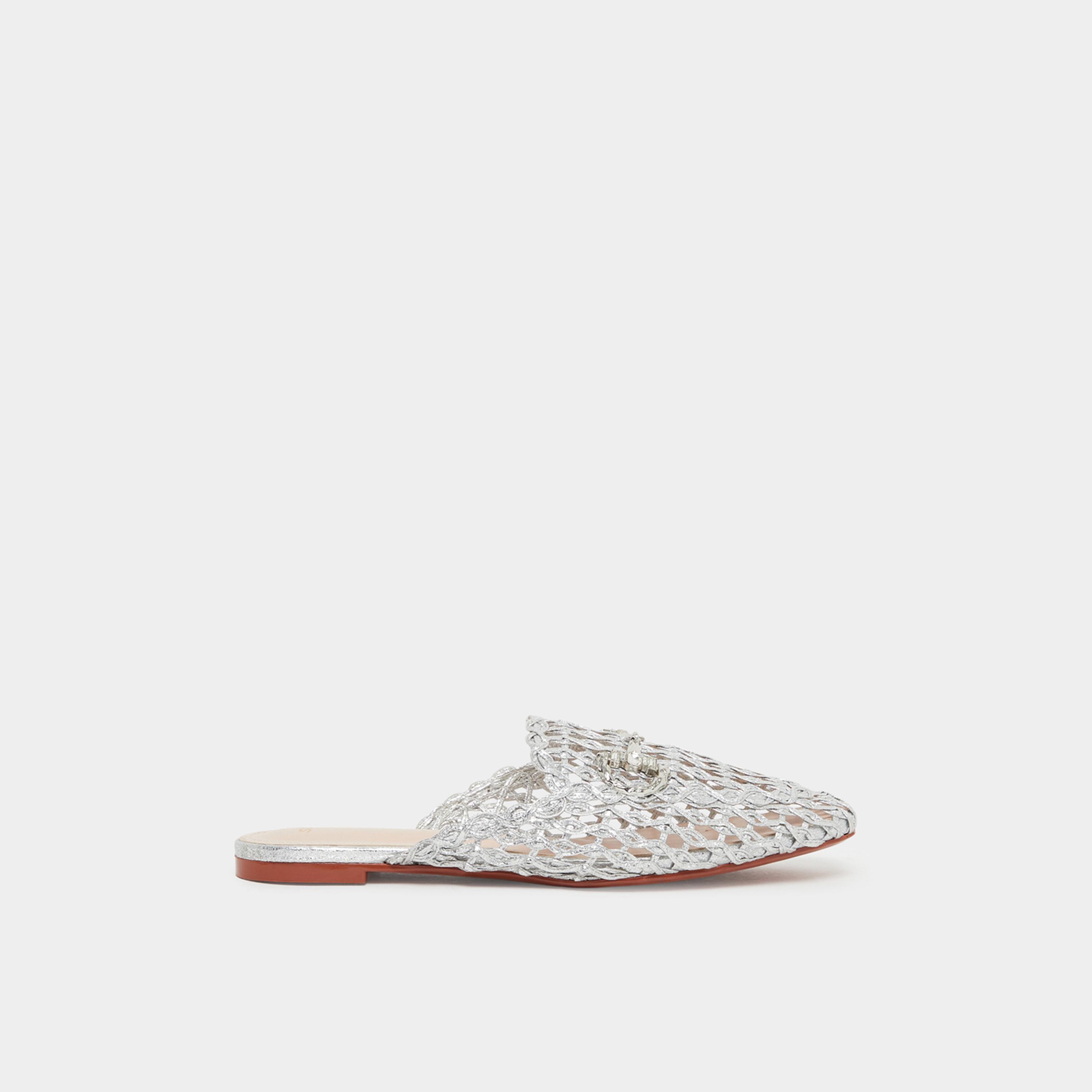 ستايلي - حذاء نسائي من الجلد لون الفضي-women-shoes-flats-mules-image-2