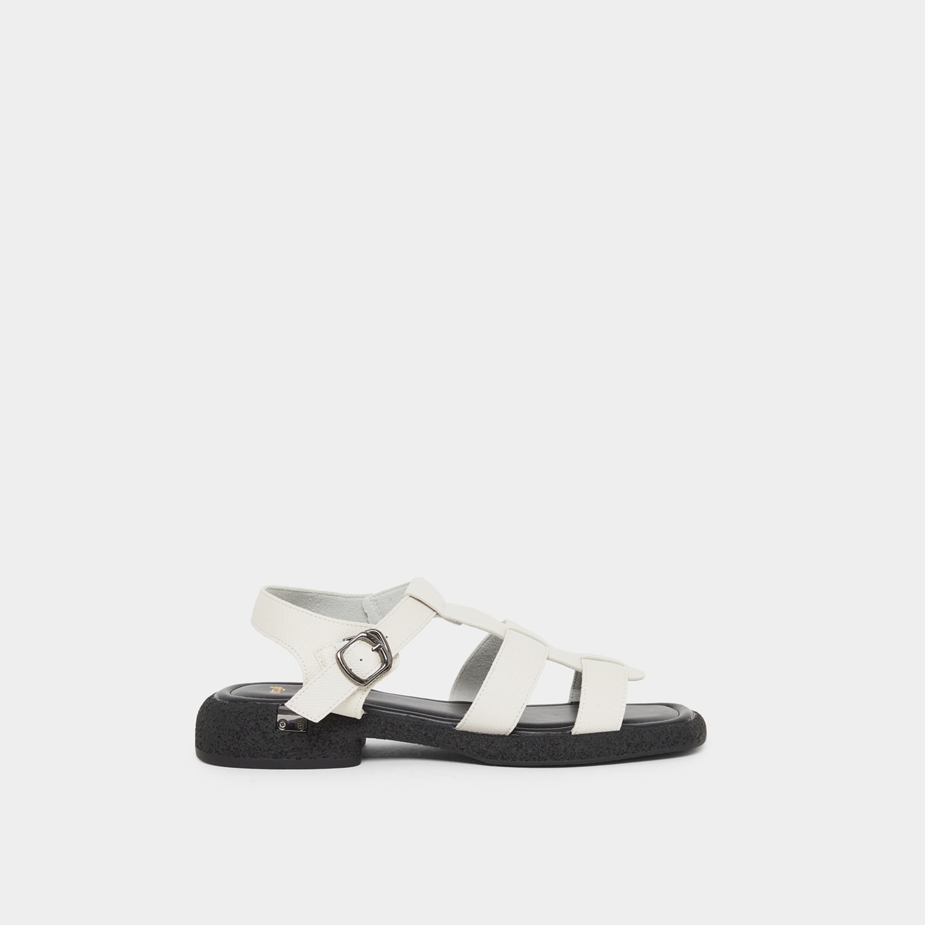 ستايلي - صندل أبيض بإبزيم وحزام للكاحل للنساء-women-shoes-sandals-heeled-image-2