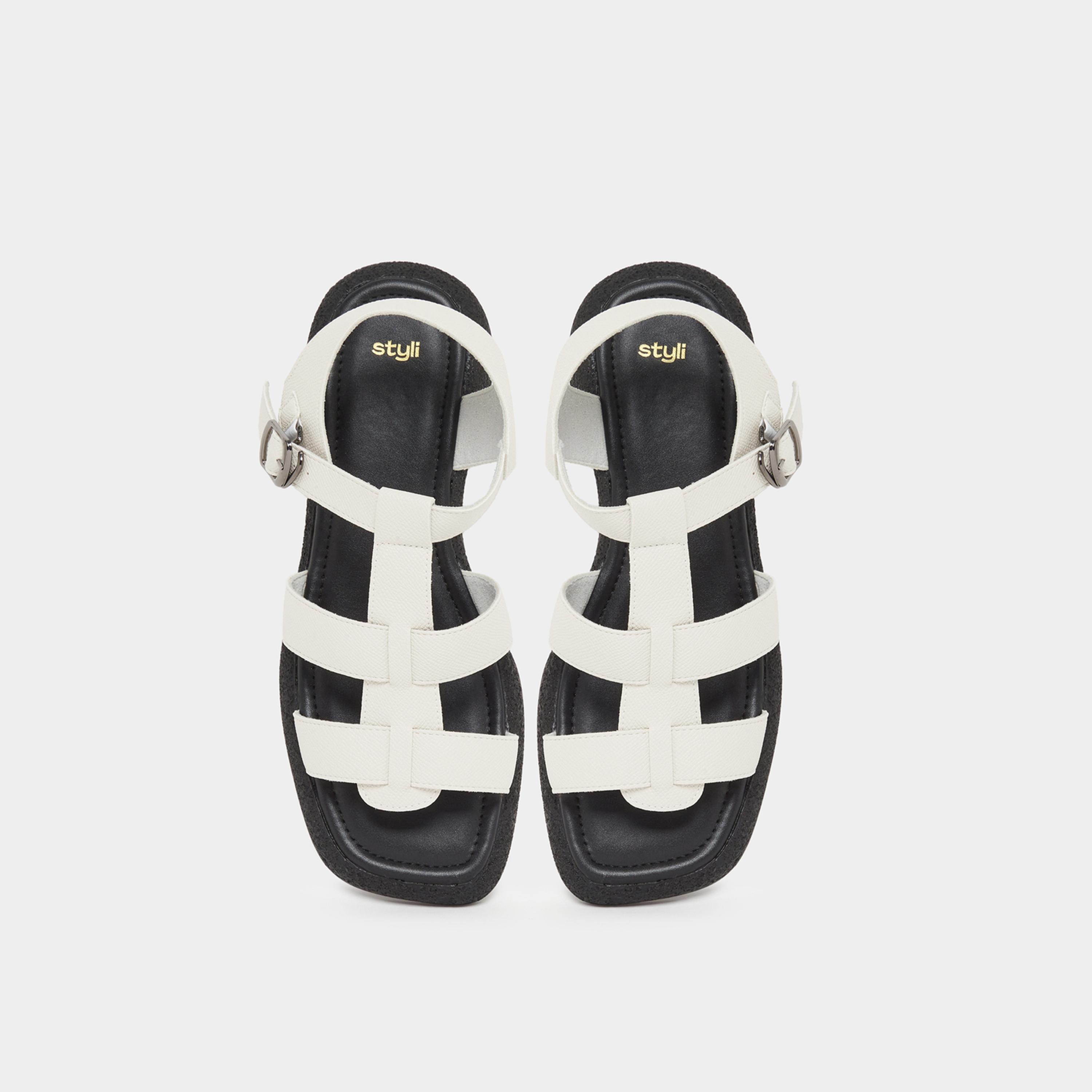 ستايلي - صندل أبيض بإبزيم وحزام للكاحل للنساء-women-shoes-sandals-heeled-image-5