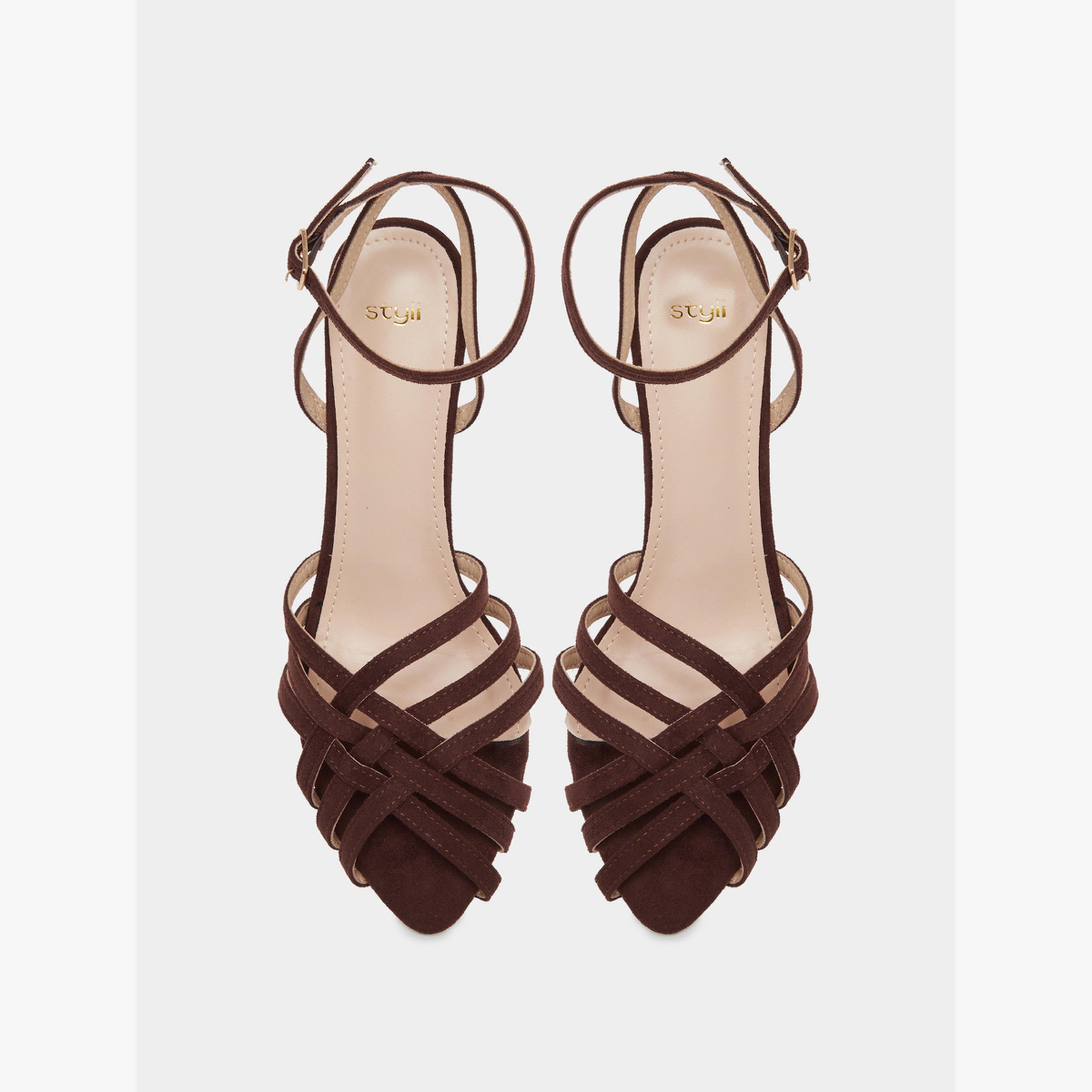 Styli Bronze Strappy Stiletto Heel Sandals-women-shoes-sandals-heeled-image-5