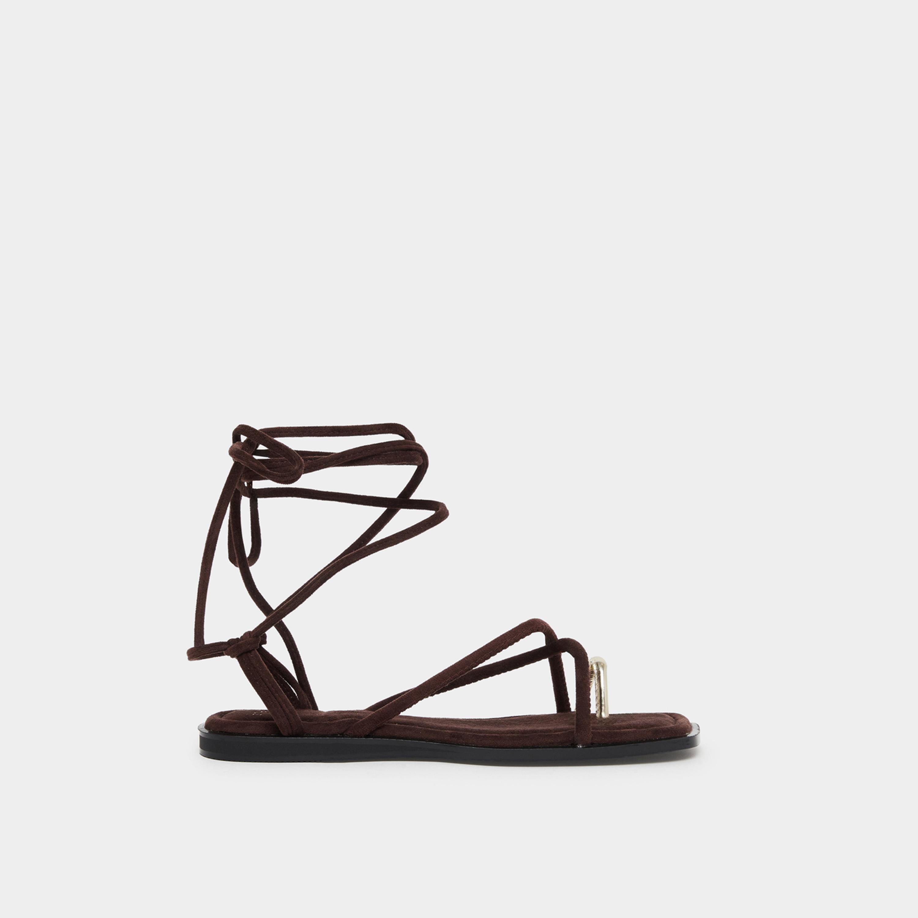 Styli Women Brown Tie-Wrap Toe Post Flat Sandals-women-shoes-sandals-flats-image-3