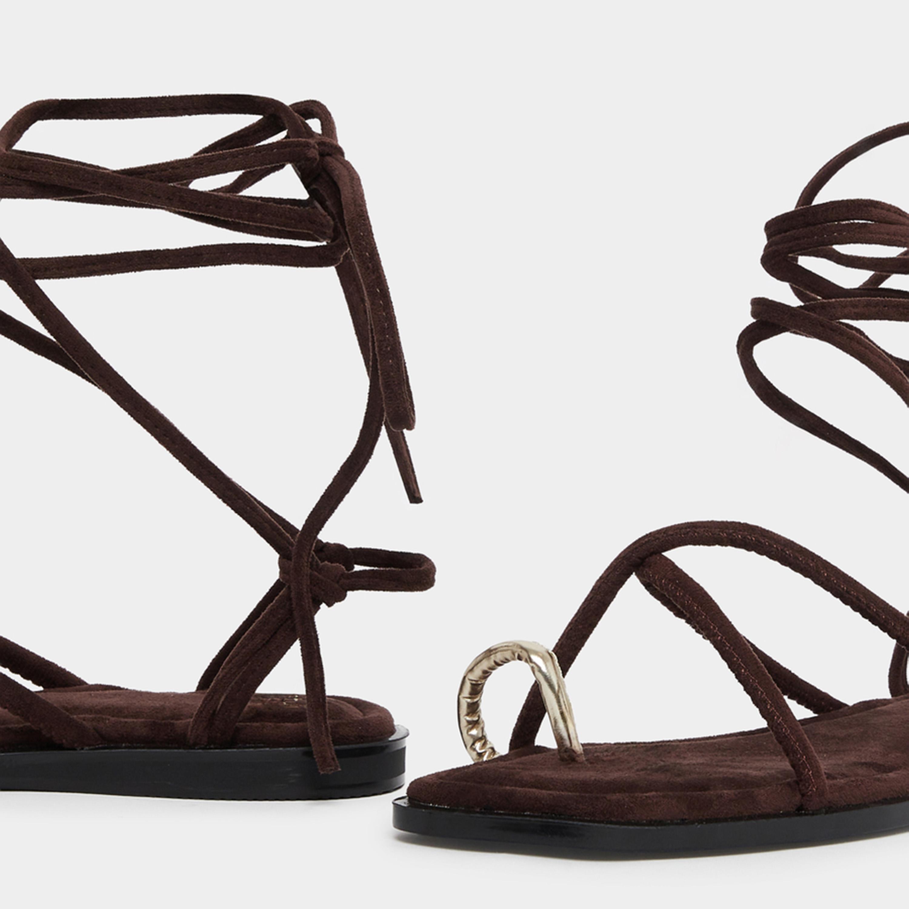Styli Women Brown Tie-Wrap Toe Post Flat Sandals-women-shoes-sandals-flats-image-4