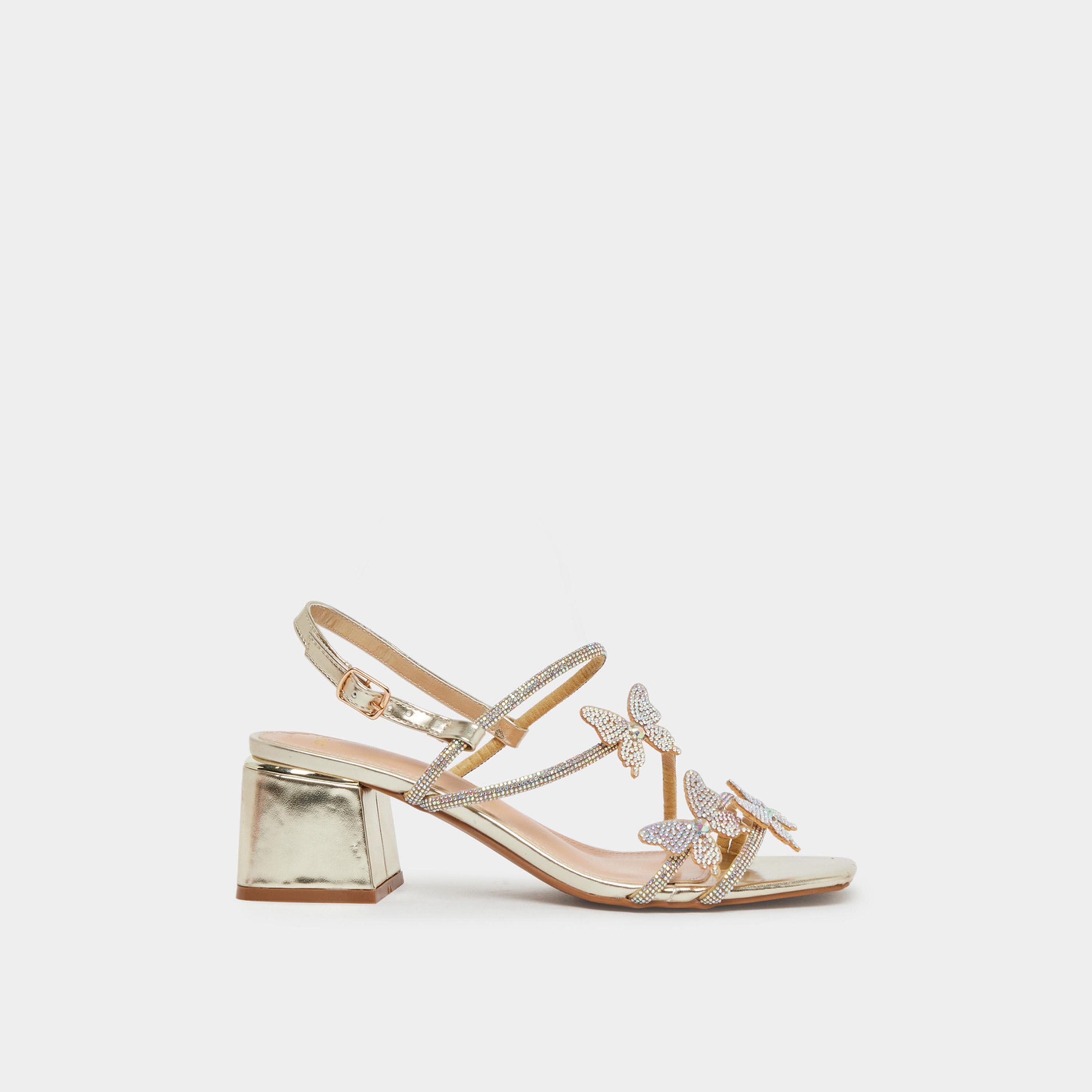 ستايلي - صندل بكعب سميك مزين على شكل فراشة-women-shoes-heels-image-2