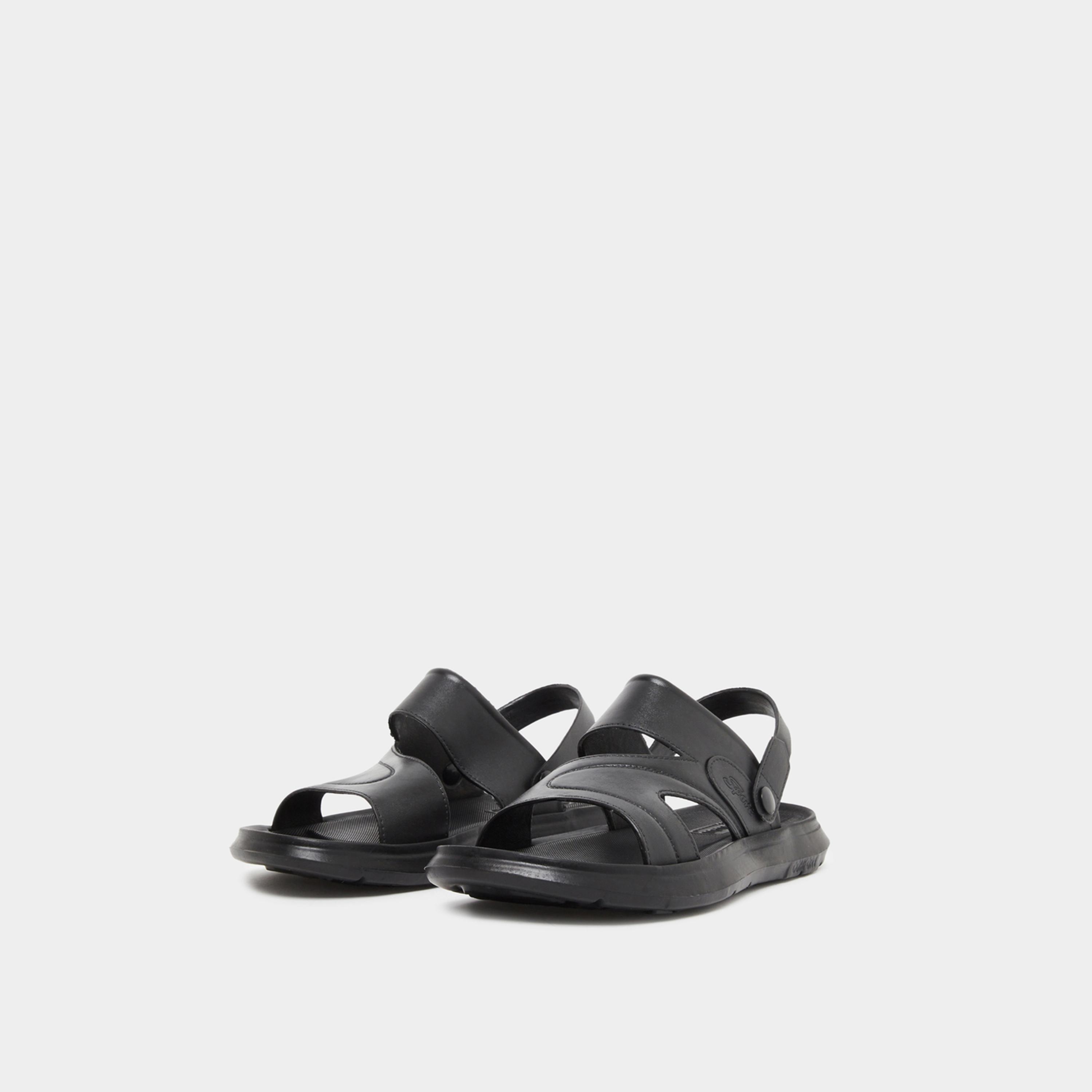ستايلي - صندل أسود سهل الارتداء بحزامين للرجال-men-shoes-sandals-image-1
