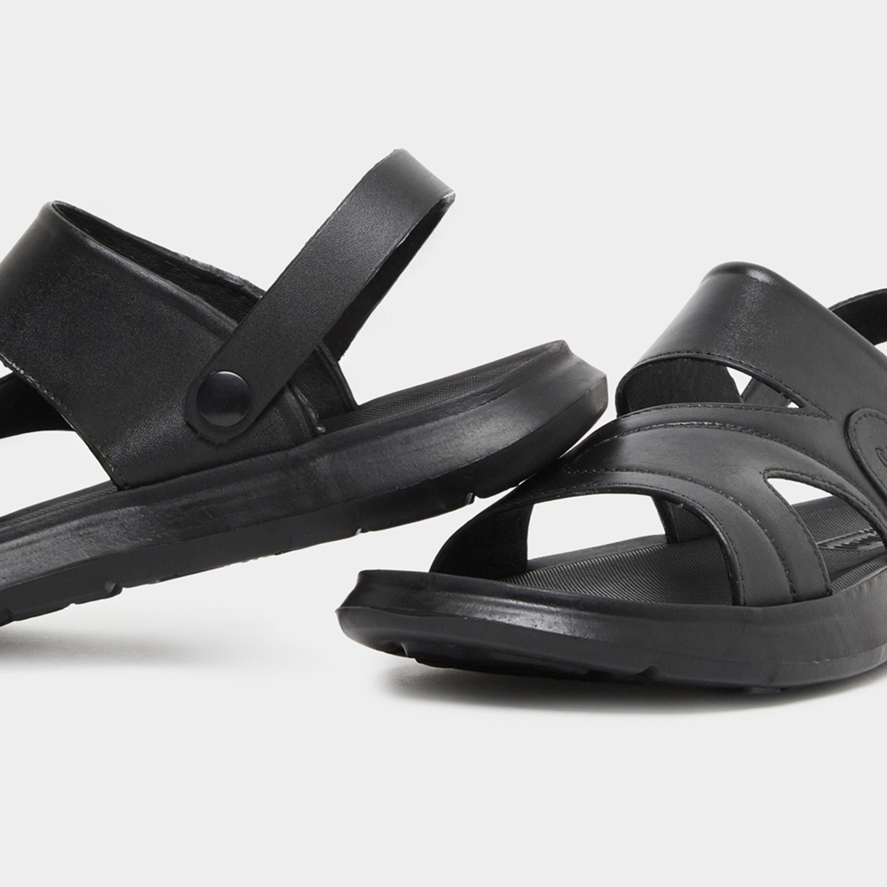 Styli Men Black Easy-Fit Dual Strap Sandals-men-shoes-sandals-image-3