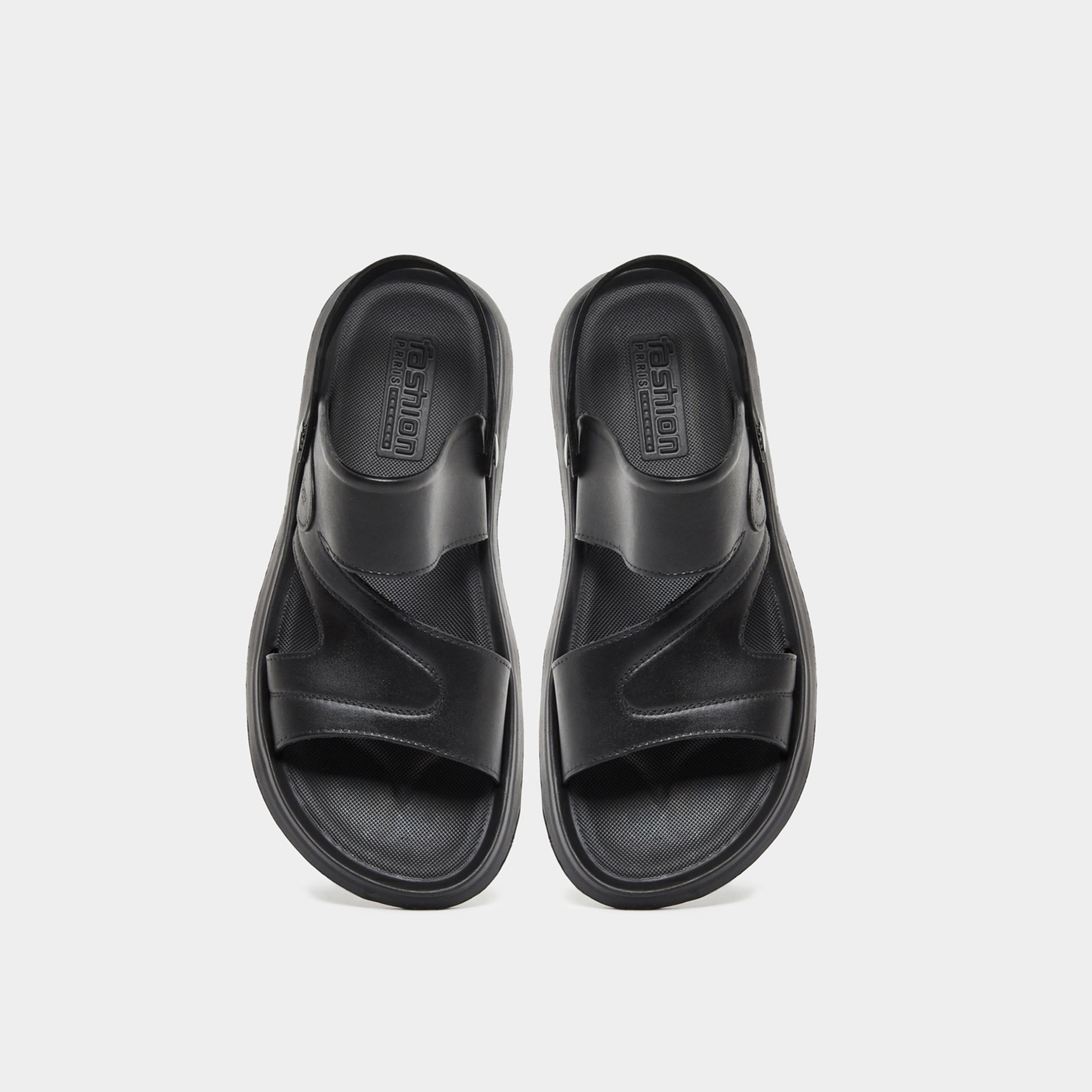 Styli Men Black Easy-Fit Dual Strap Sandals-men-shoes-sandals-image-5