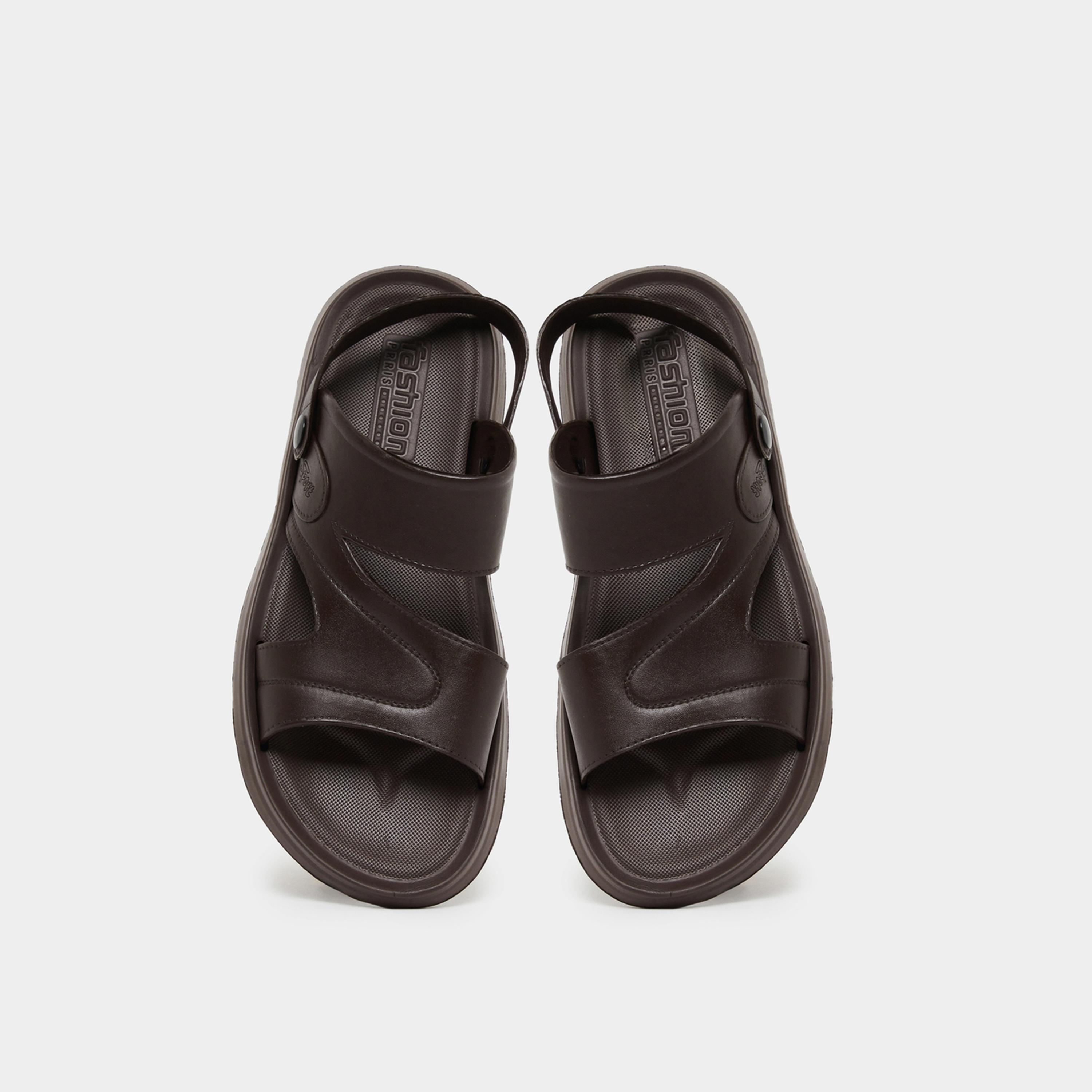 Styli Men Brown Easy-Fit Dual Strap Sandals-men-shoes-sandals-image-5