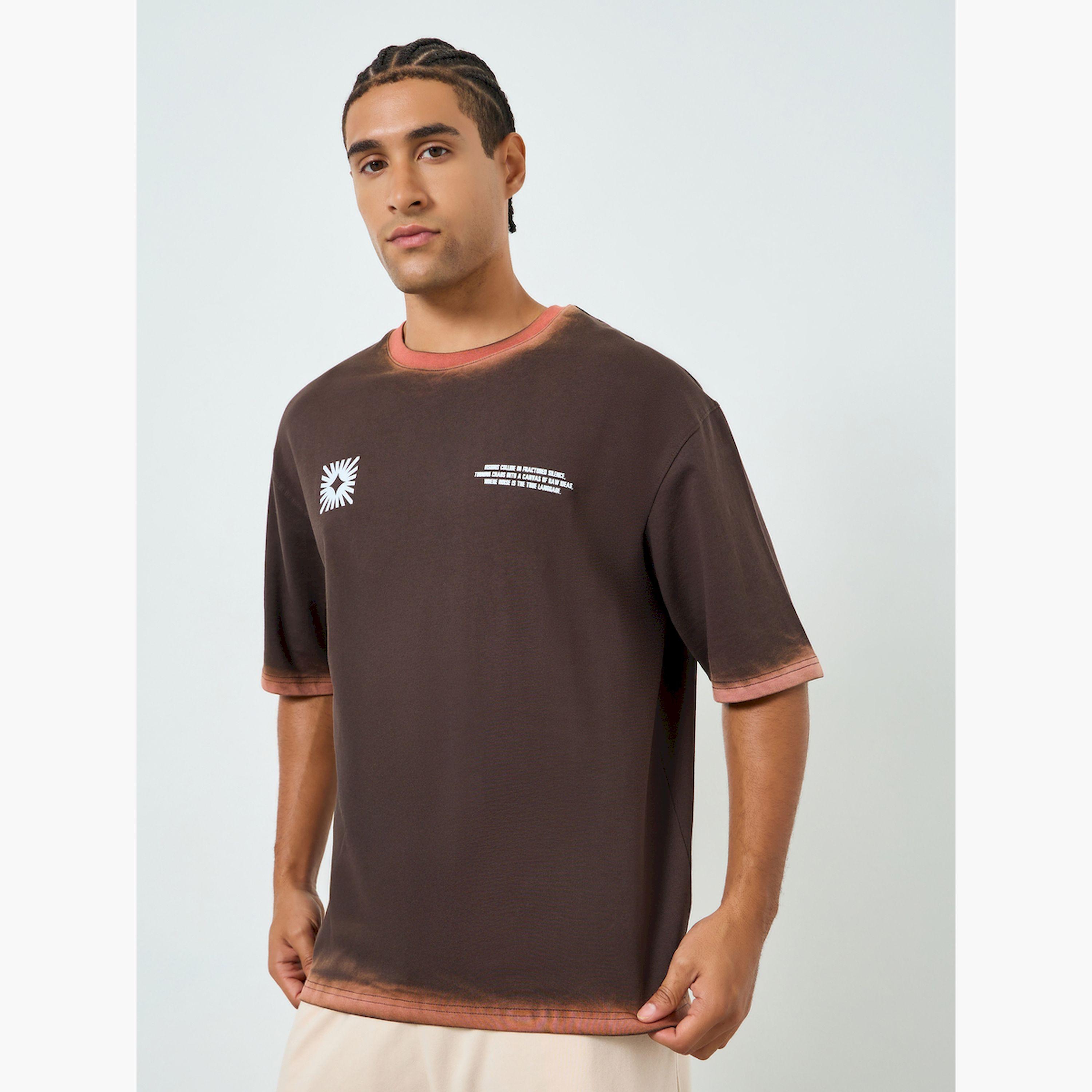 Styli Men Brown Graphic Print Oversized T-Shirt-men-clothing-tshirtsandpolos-tshirts-image-1