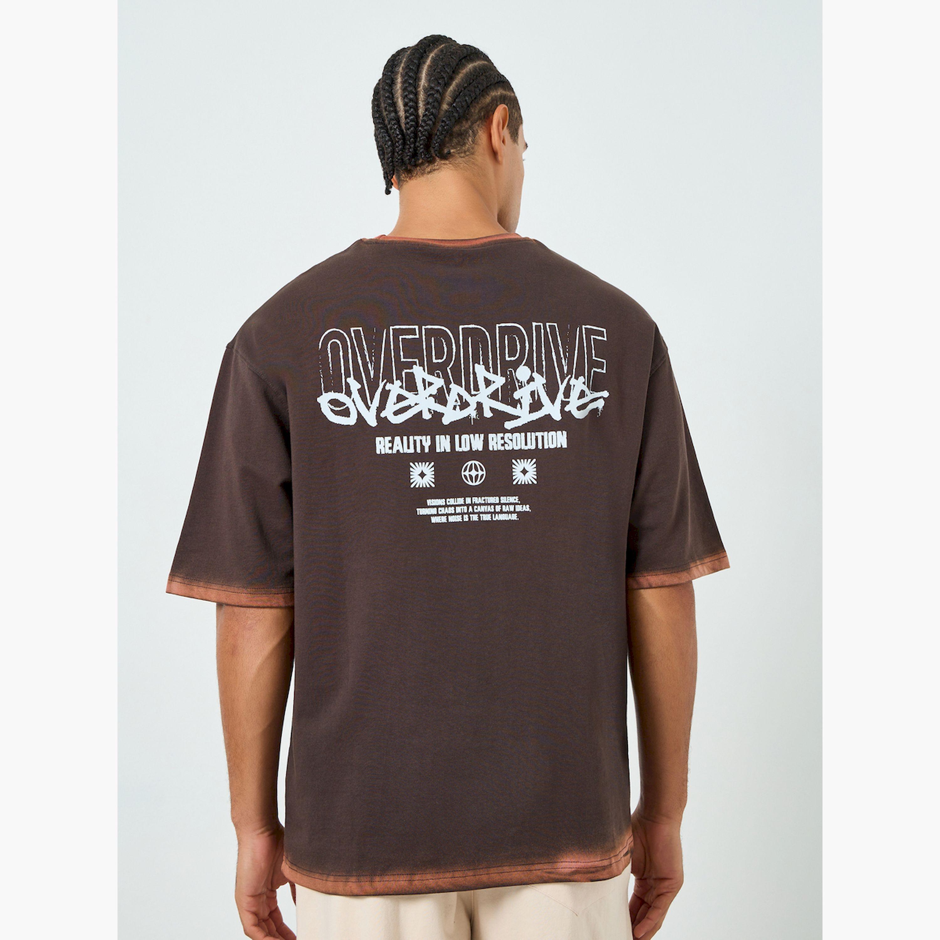 Styli Men Brown Graphic Print Oversized T-Shirt-men-clothing-tshirtsandpolos-tshirts-image-4