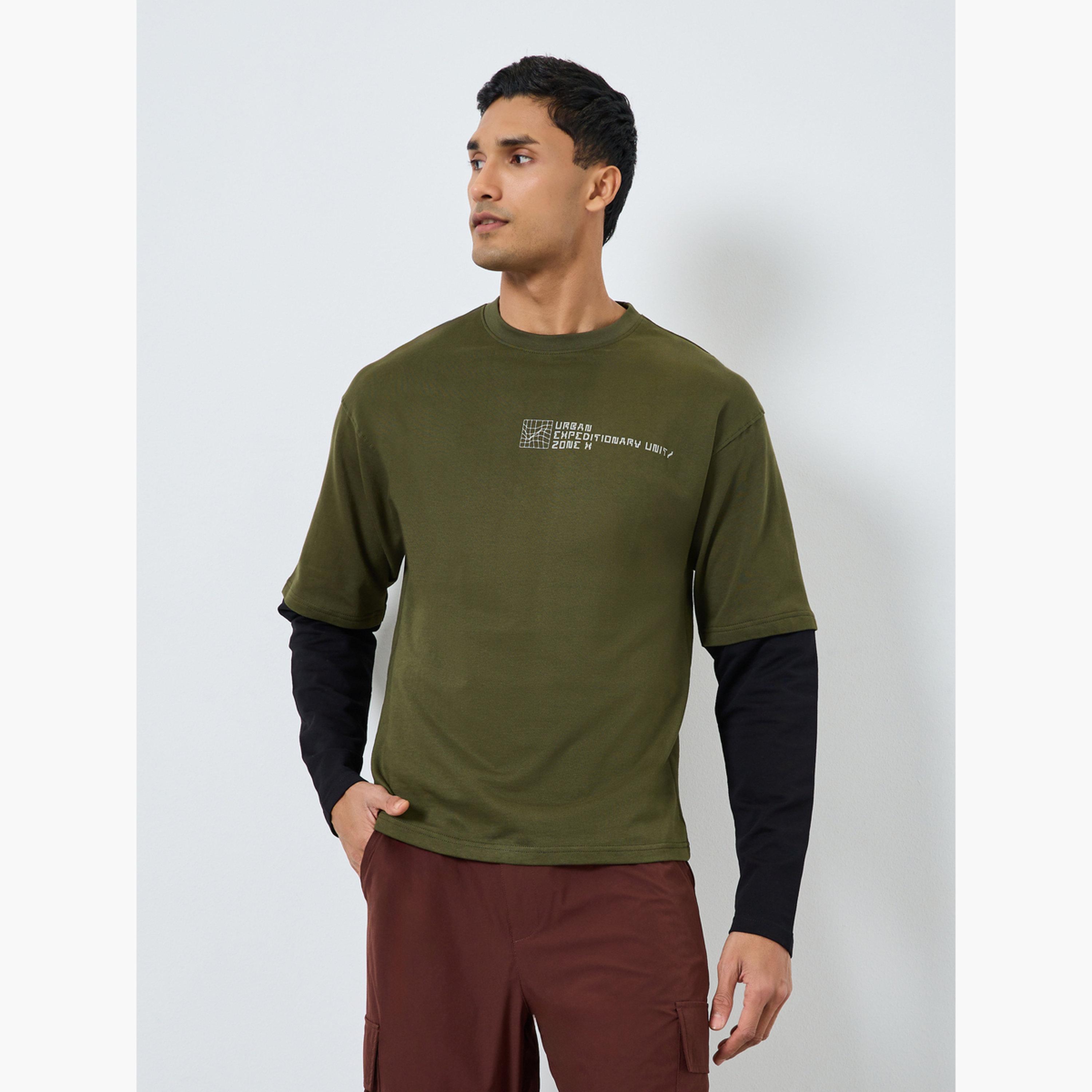 تيشيرت واسع بتصميم أكمام مزدوجة-men-clothing-tshirtsandpolos-tshirts-image-1