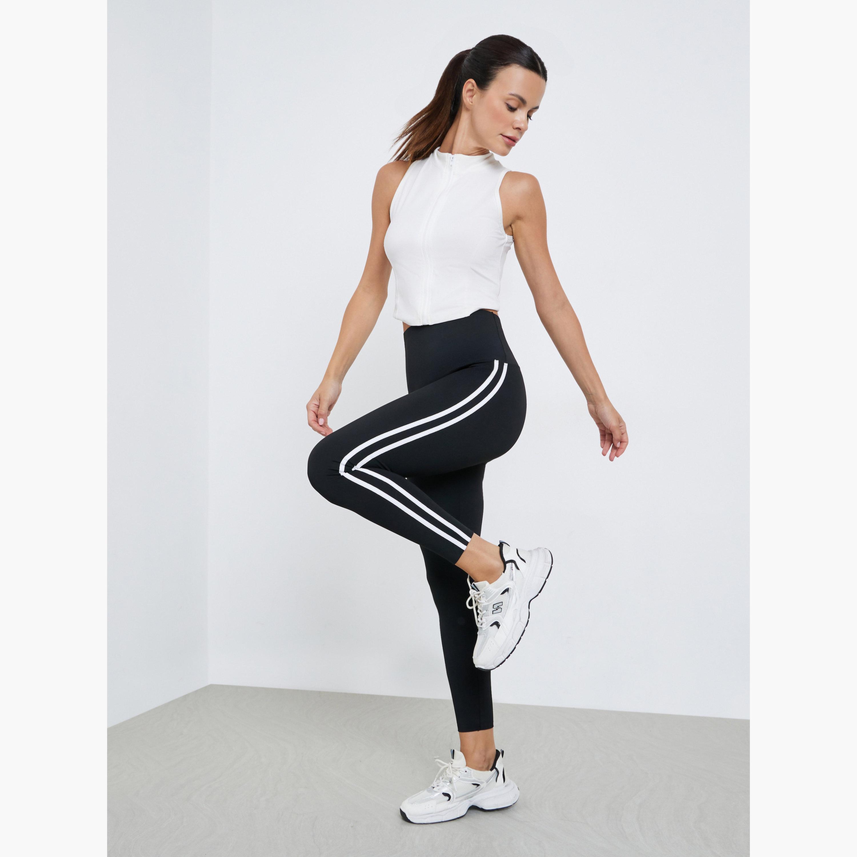 ستايلي - بنطال ضيق بتفاصيل مخططة على الجانبين-women-clothing-sportswearandactivewear-bottoms-leggings-image-2