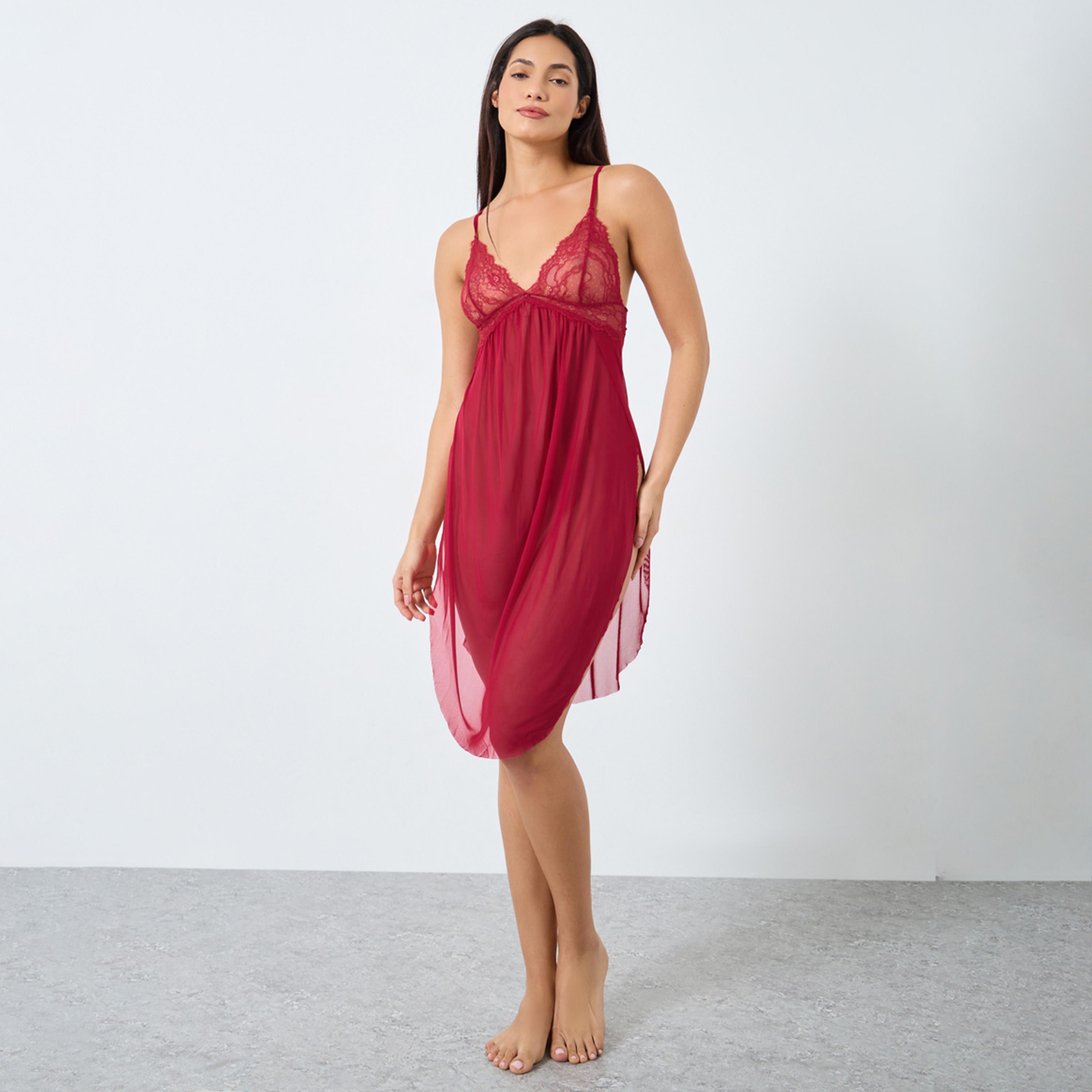 تيك تو - فستان شبكي من الدانتيل-women-clothing-lingerie-babydollsandbodysuits-image-1